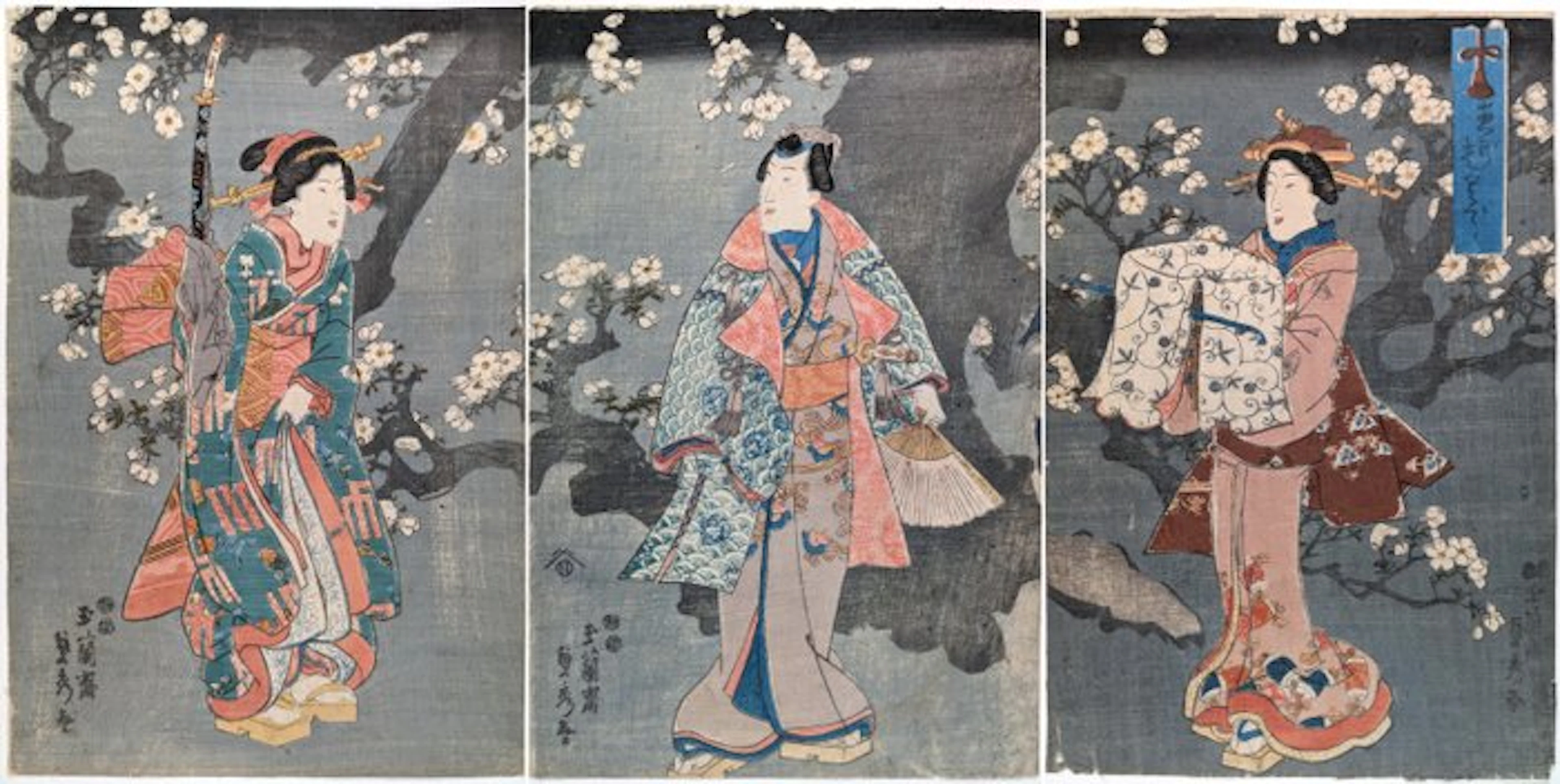 Utagawa Sadahide — Cherry-blossom triptych | Edo period