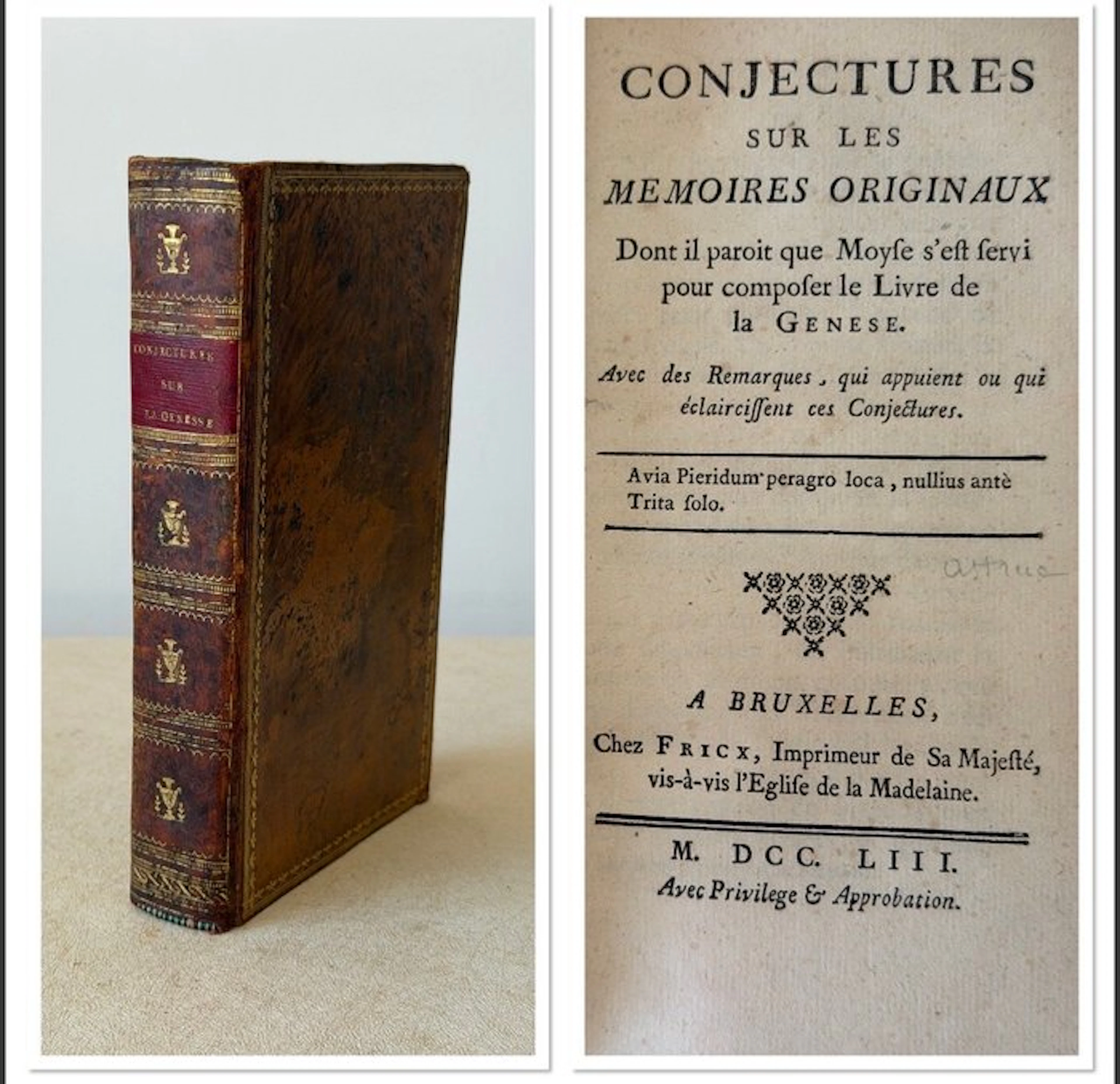 Astruc - Conjectures sur les mémoires originaux - 1753