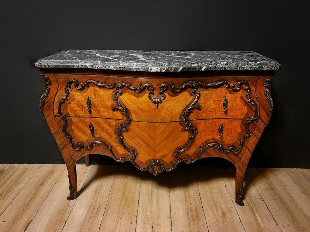 Commode - Wood, Marble, Bronze - Parquetry of various types of wood
