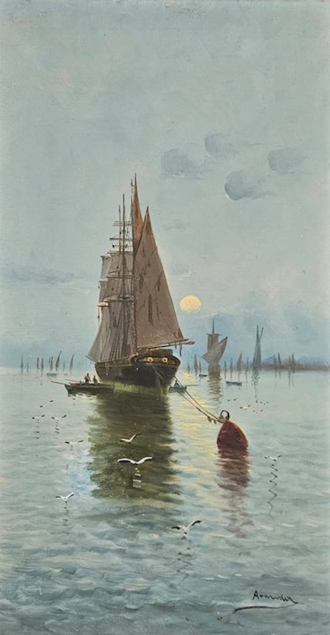 Escuela Impresionista Europea (XIX) - Regata en el Puerto