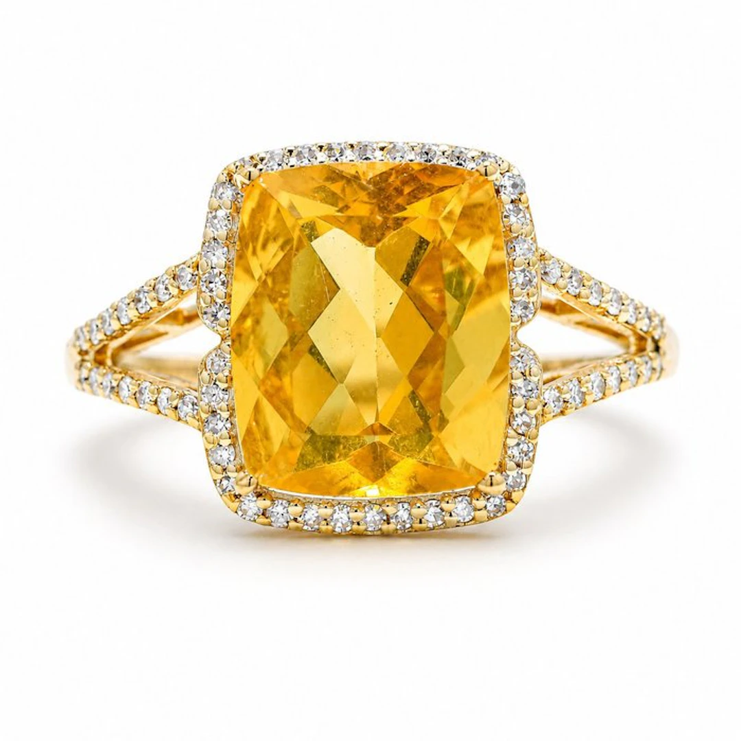 No reserve price - Ring - 14 kt. Yellow gold - 3.13ct. tw. Fire Opal - Diamond
