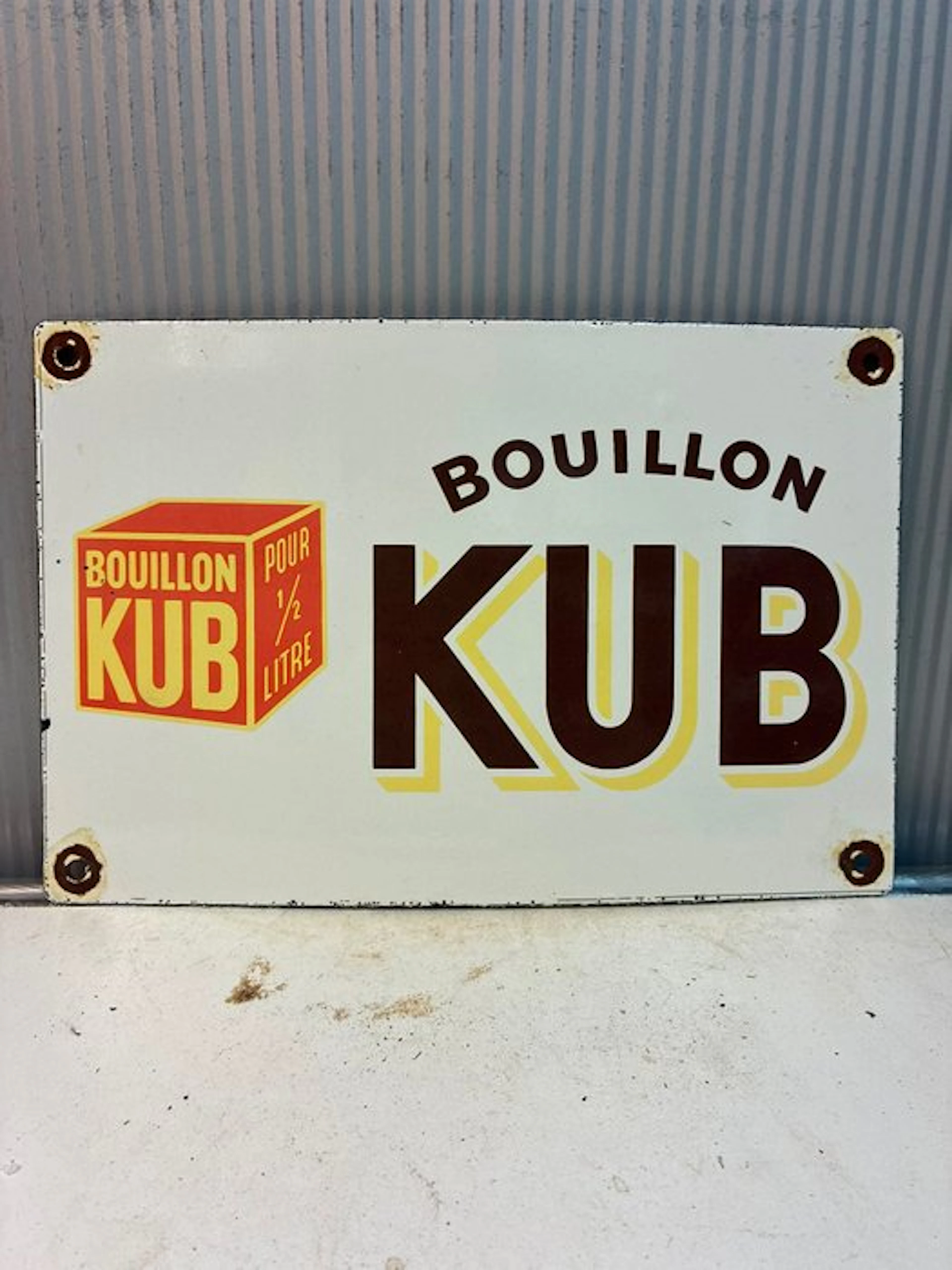 Bouillon KUB – Vintage emaille reclamebord – Franse...