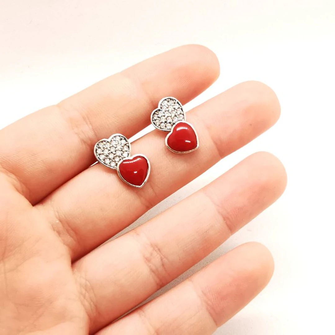 Coral - Silver - Earrings - Italian Craftsmanship