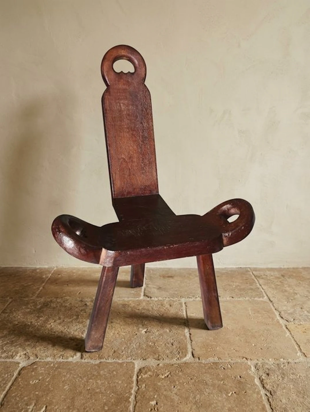 Stool - Wood - Handcrafted Tripod Stool in Solid Wood