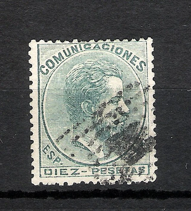 Spain 1872 - Reign of Amadeo I. 10 pesetas, green - EDIFIL 129