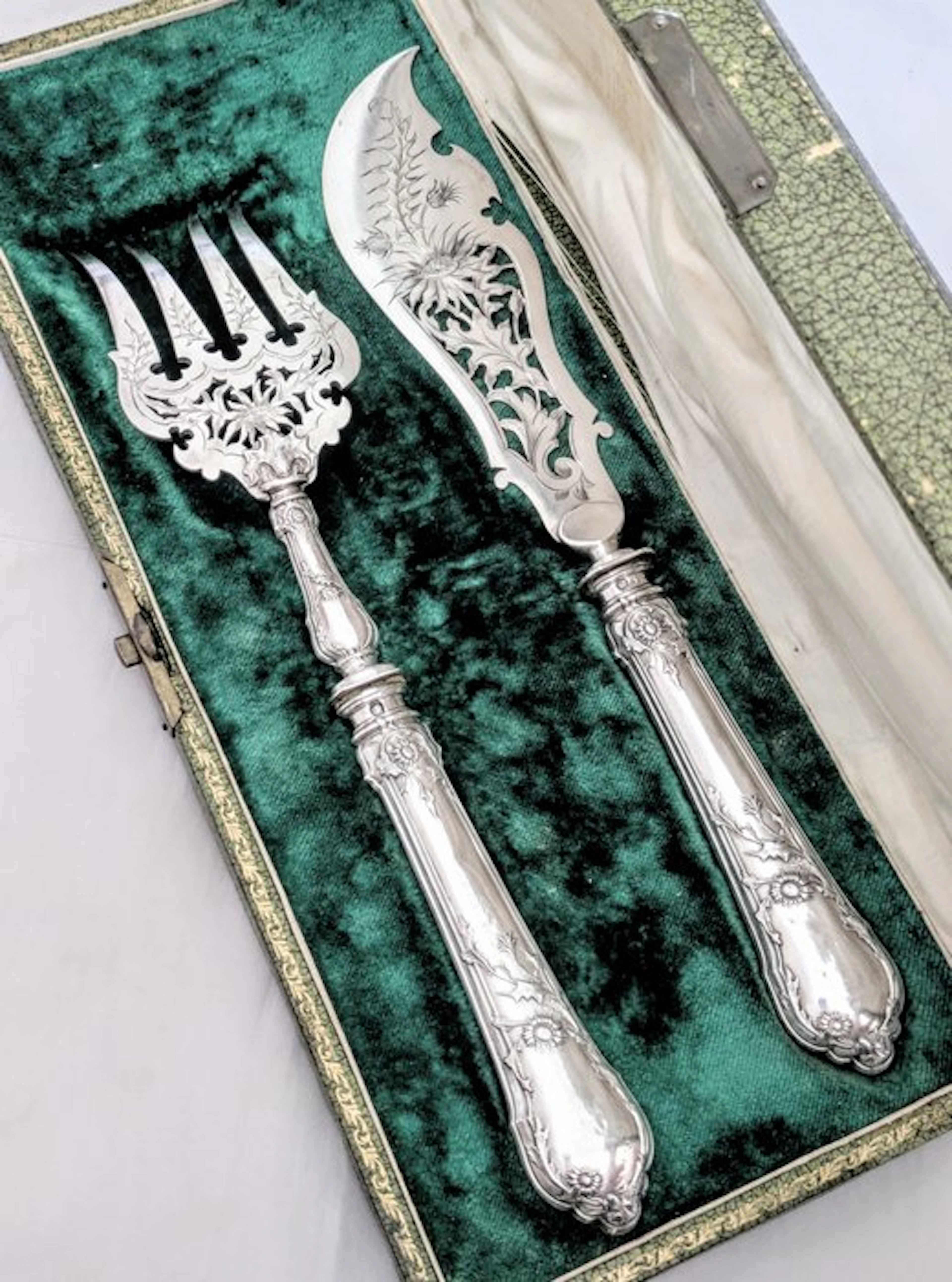 Fish serving set (2) - .950 silver - No reserve price