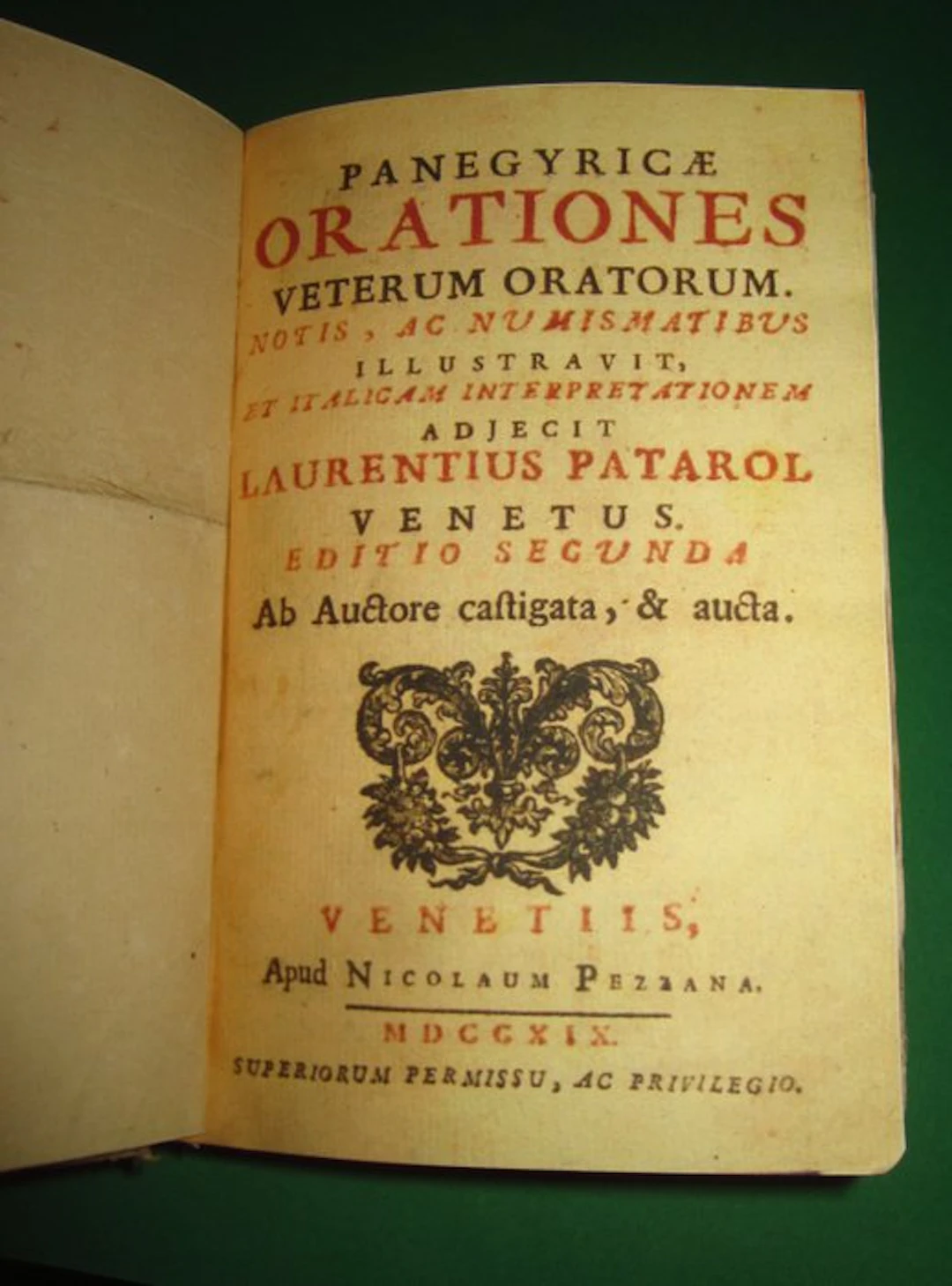 Laurentius Patarol - PANEGYRICÆ ORATIONES VETERUM ORATORUM - 1719