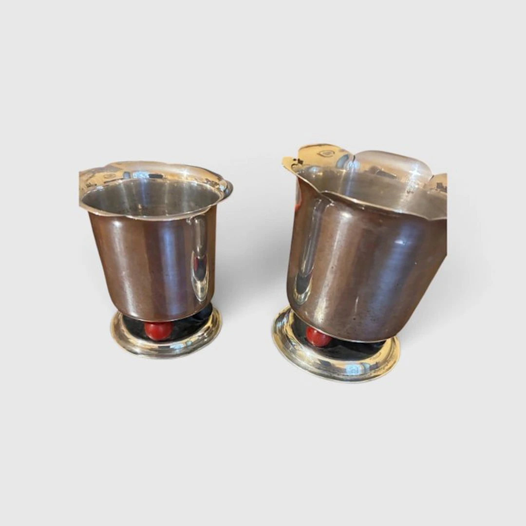 Decorative ornament (2) - 2 glasses in 800 silver