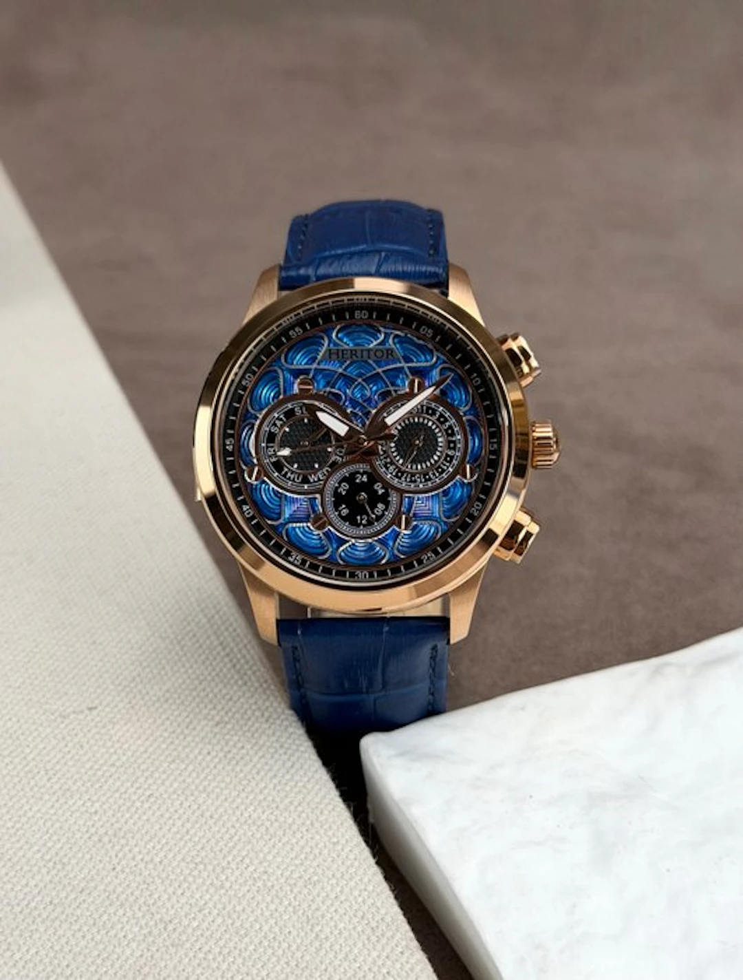 Heritor - Automatic Apostle - Day/Date - Blue/Rose Gold...