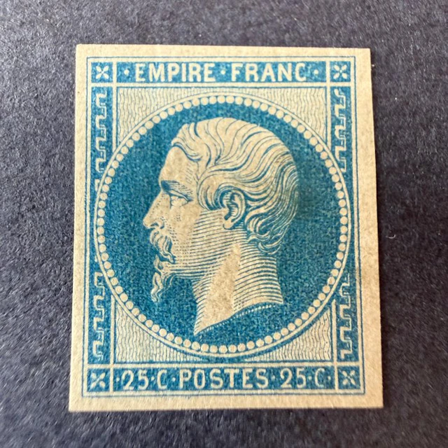 France - Yvert 15th edition, 'Napoléon 25c blue' reprint mint * with hinge. TB.