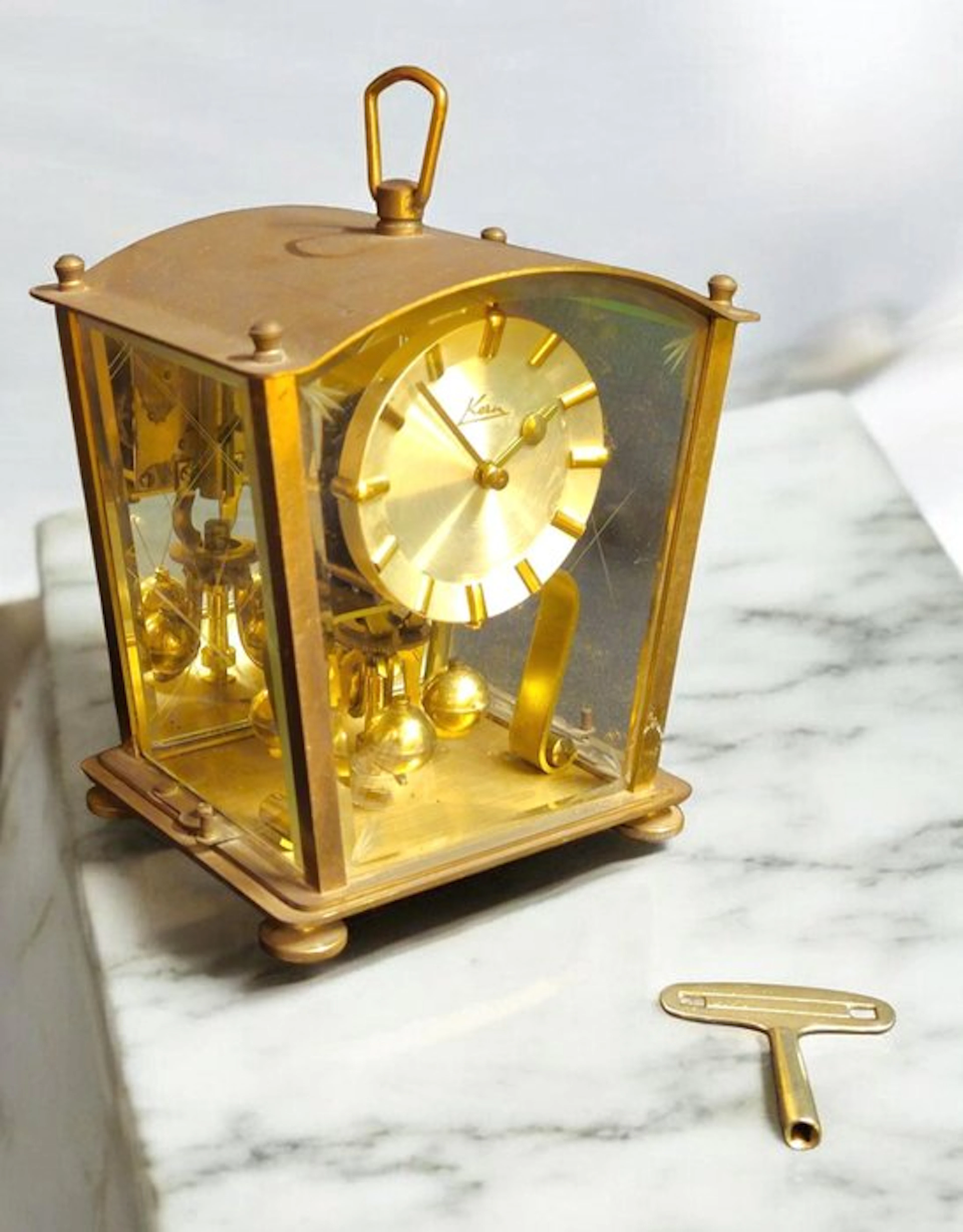 Anniversary clock - Kern & Söhne - Brass, Glass, Metal - 1950-1960