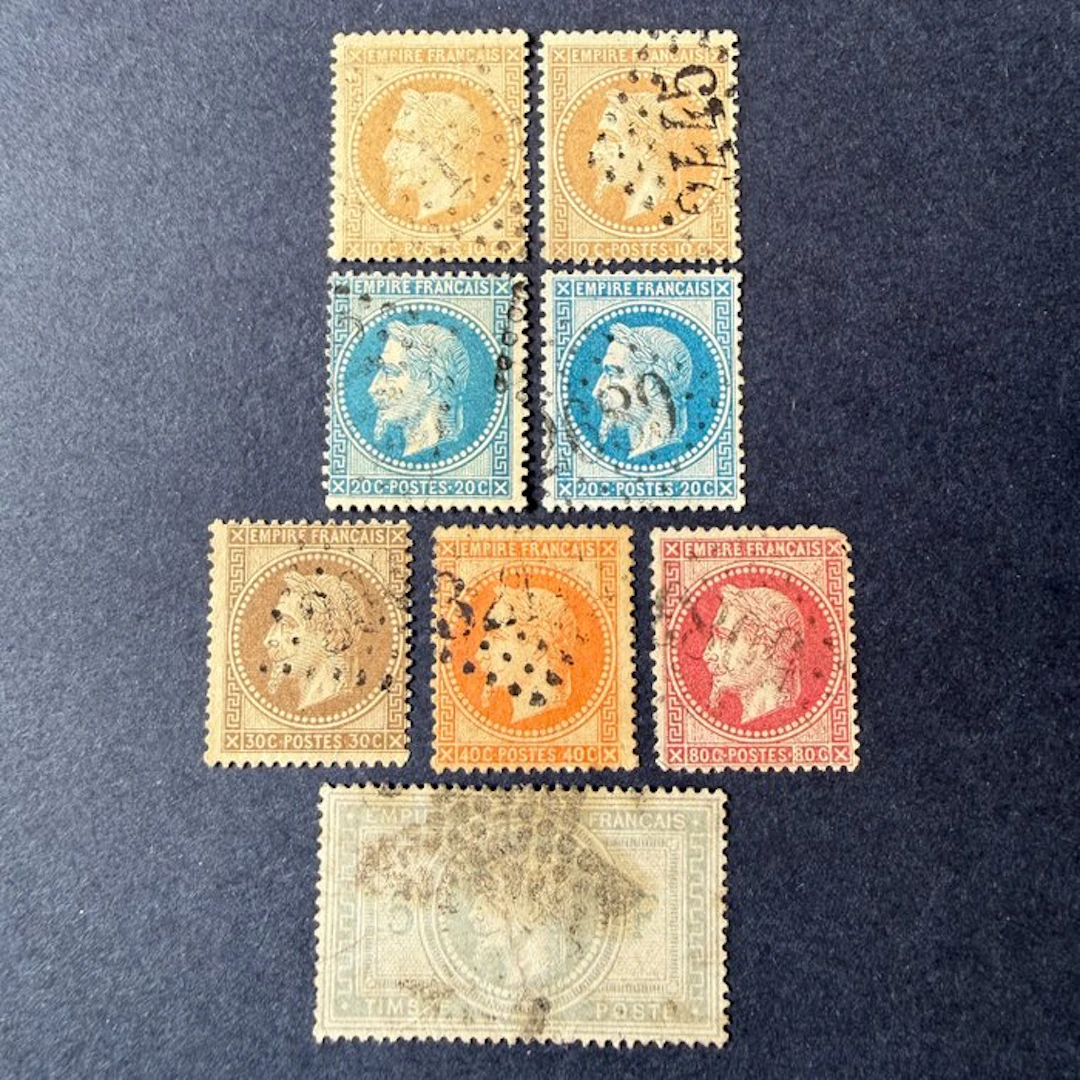 France - Yvert 28/33 'Napoleon laureate' cancelled. Value: 1321 euros.