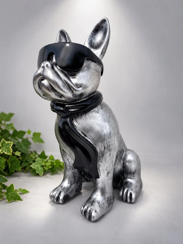 Statue, French bulldog with tie and sunglasses - 40 cm - polyresin