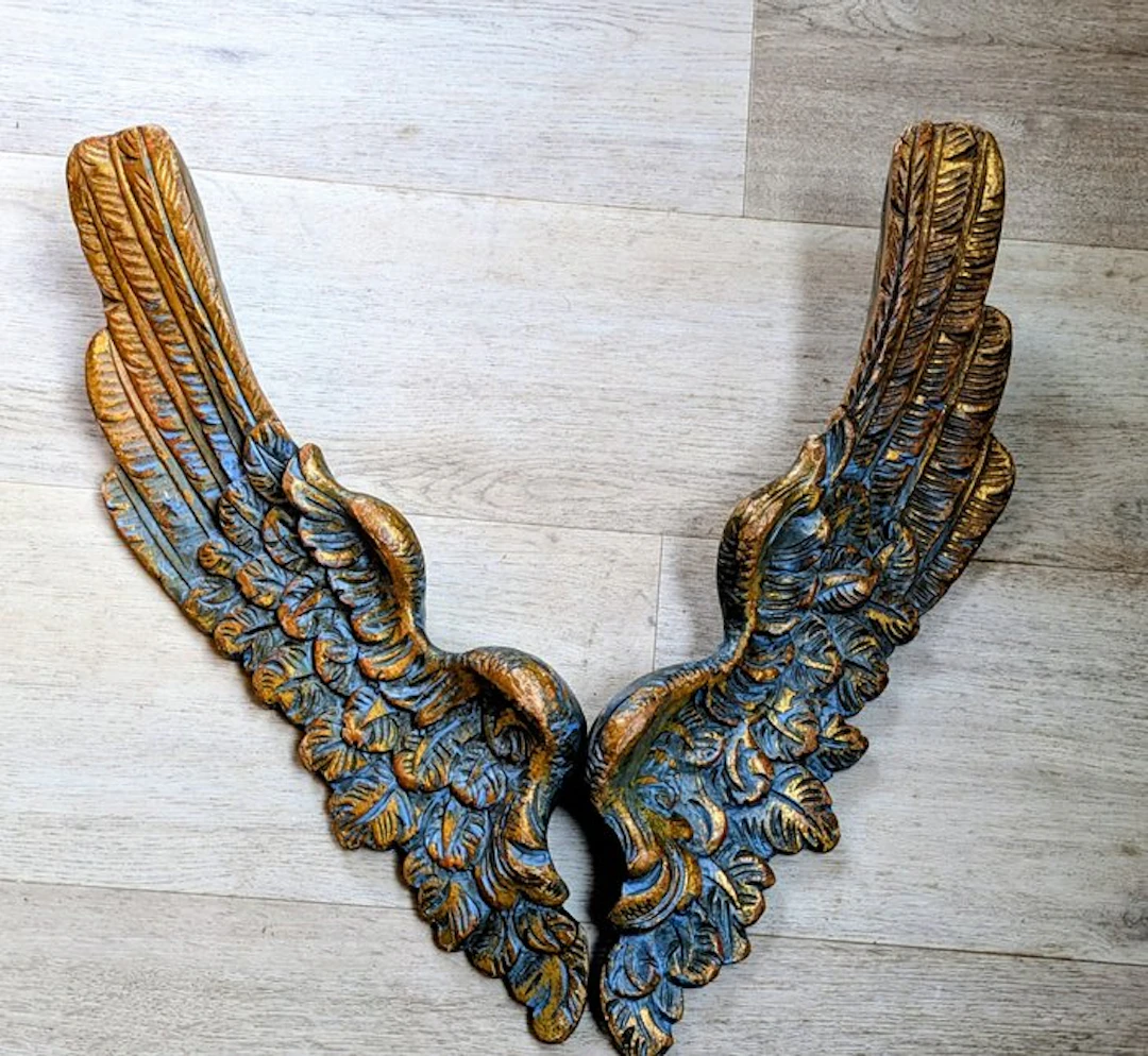 Christian objects (2) - Wood, Painted and golden - 20th
