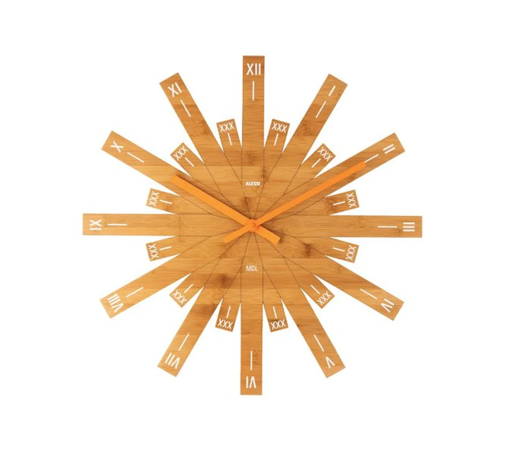 Wall clock - Alessi - Michele De Lucchi - Raggiante - Bamboo wood - 2020+