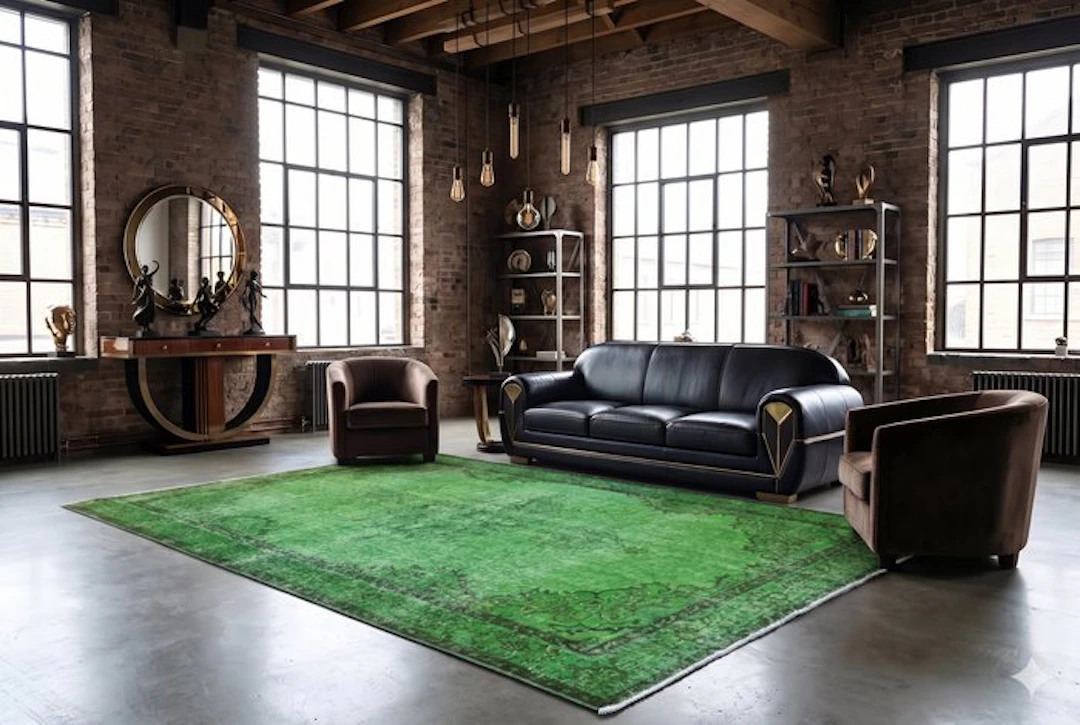 Green vintage - Rug - 275 cm - 175 cm - with certificate