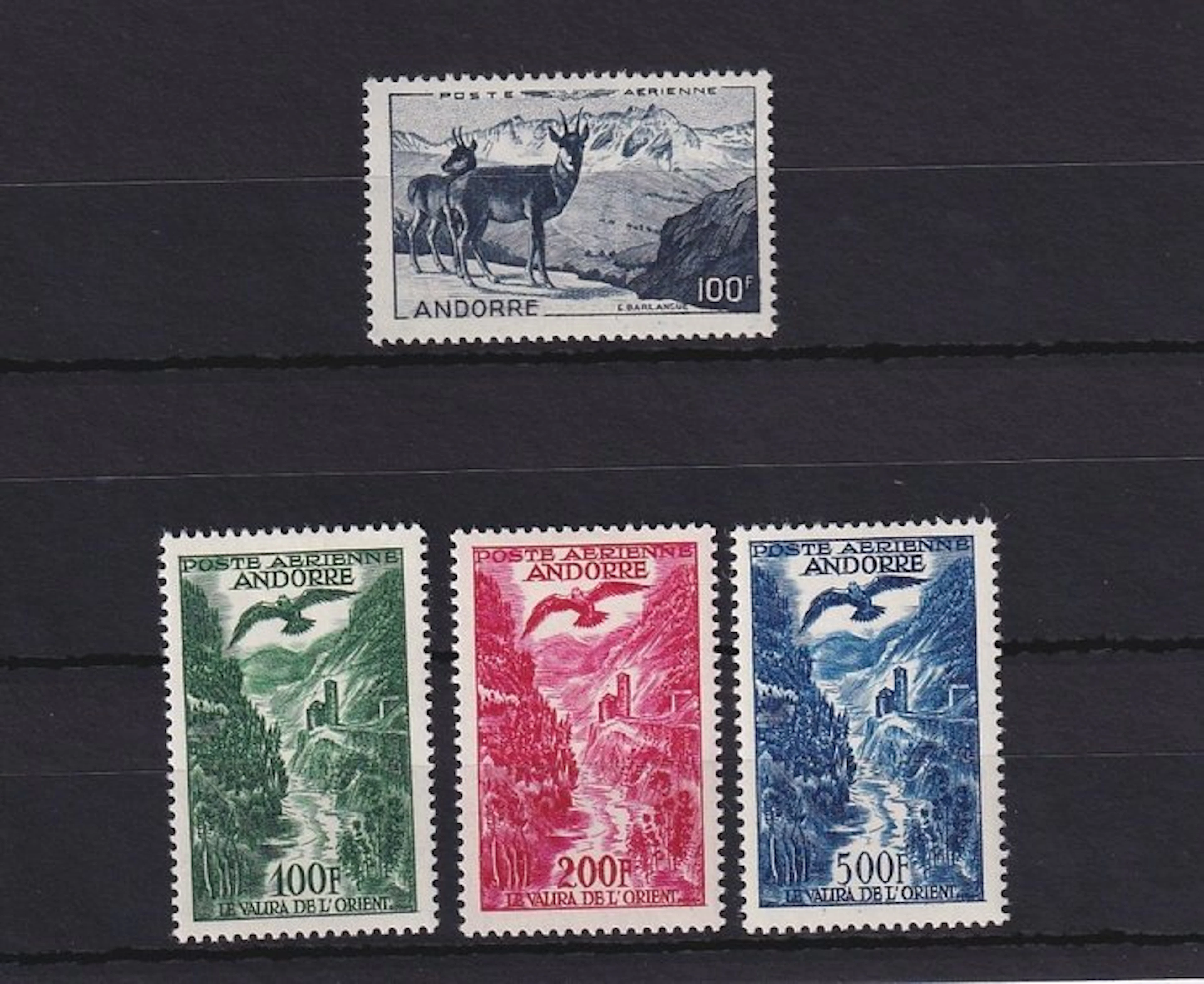 Andorra 1950/1957 - poste aérienne complète - Yvert PA n°1/4