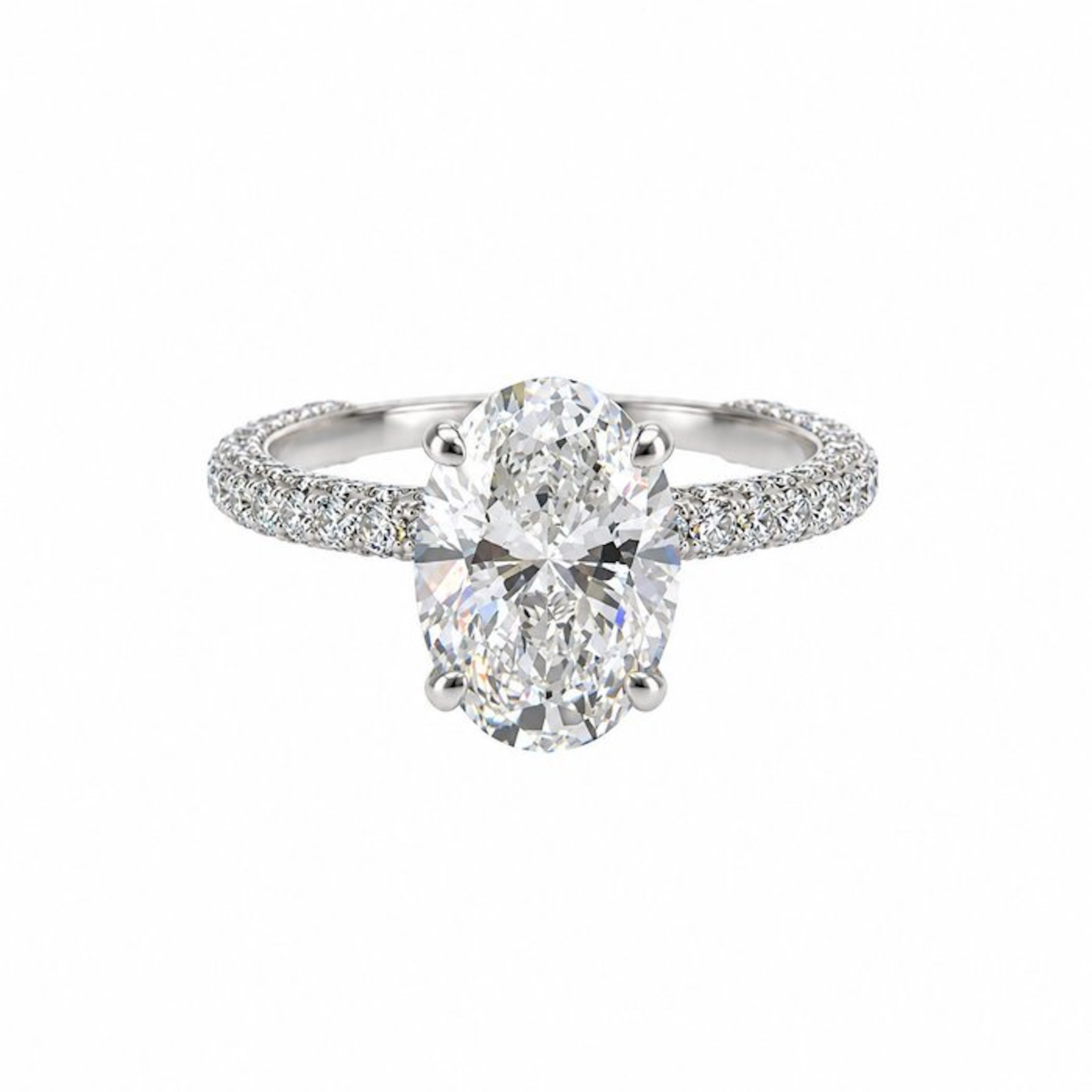 Ring - 18 kt. White gold - 4.04ct. tw. Diamond (Lab-grown) - Diamond
