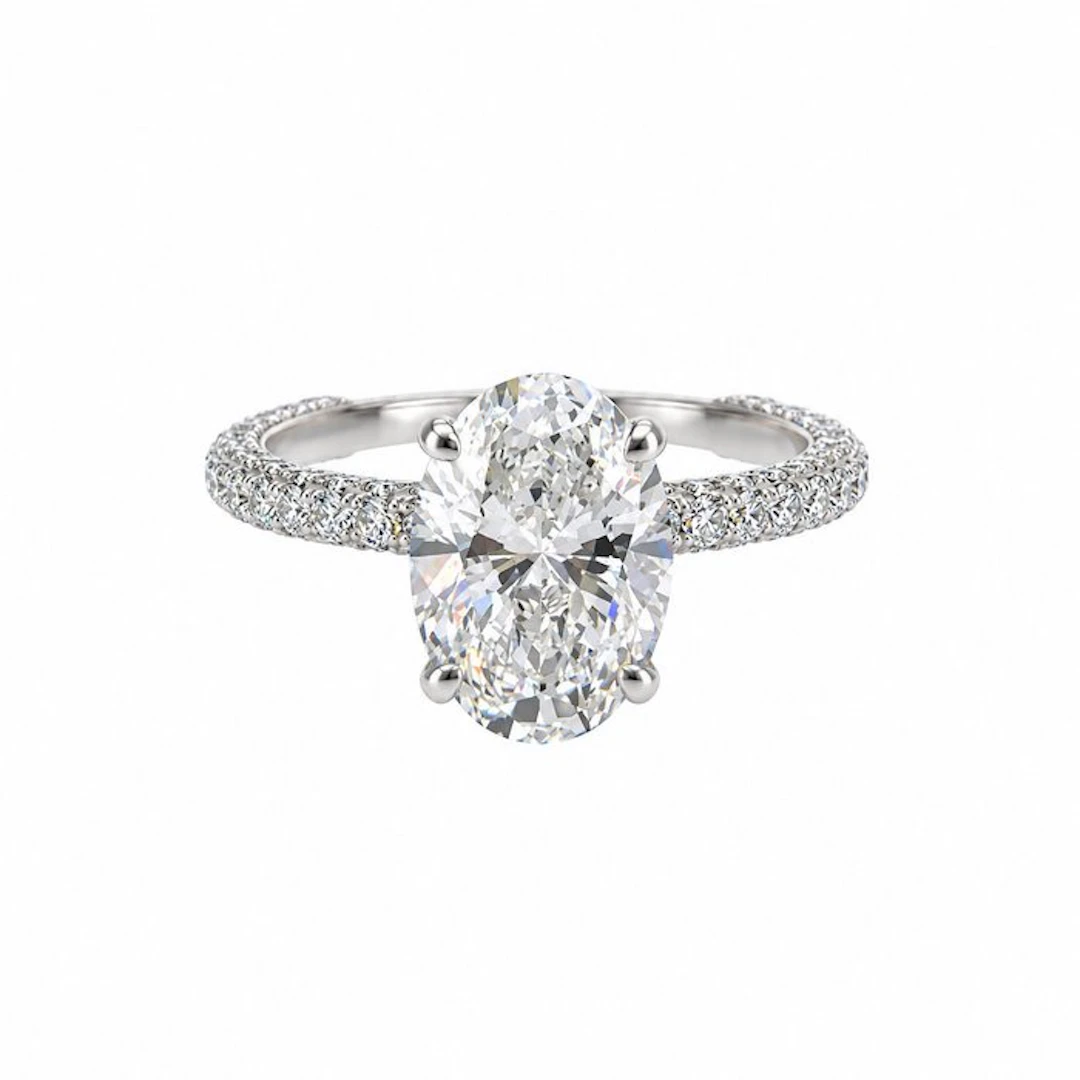 Ring - 18 kt. White gold - 4.04ct. tw. Diamond (Lab-grown) - Diamond