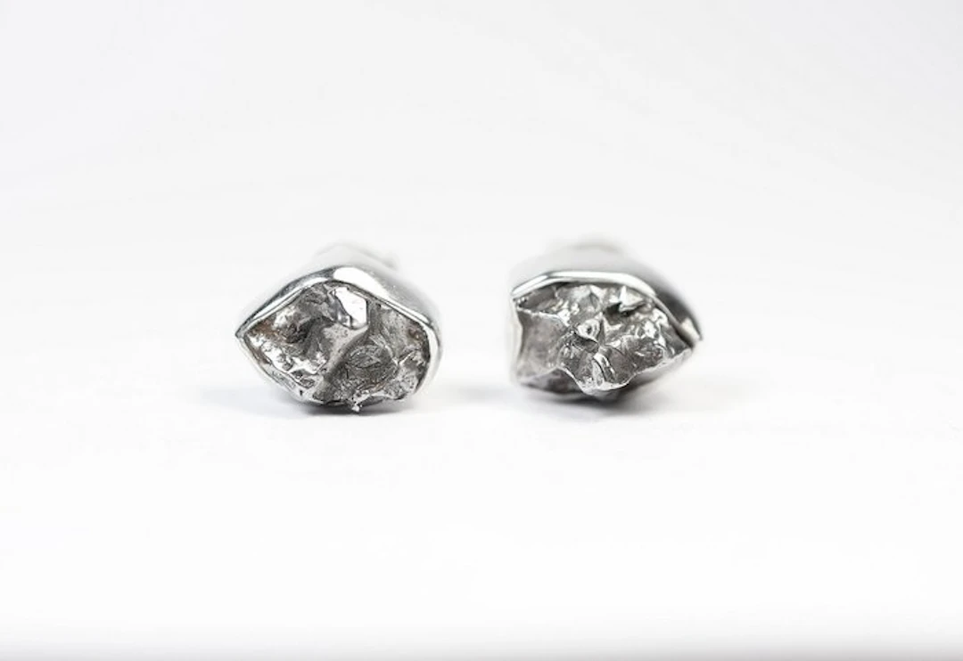 2 × stud earrings Meteorite Campo del Cielo / new 925