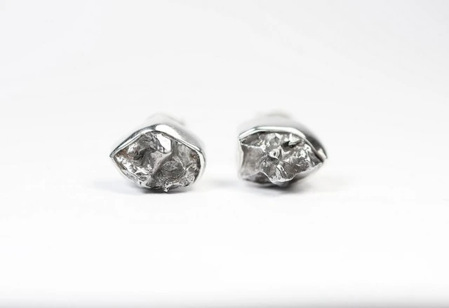 2 × stud earrings Meteorite Campo del Cielo / new 925