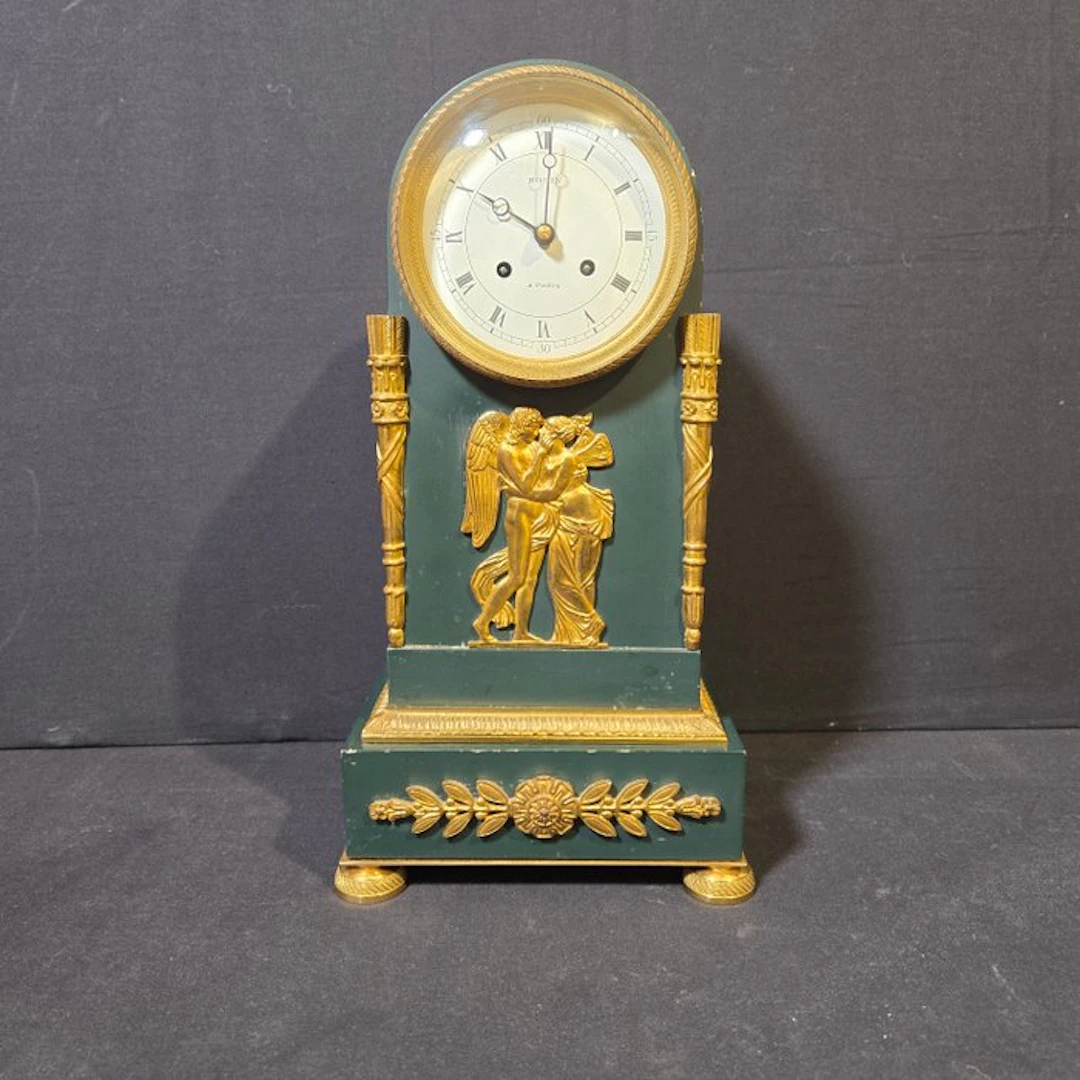 Figural mantel clock Empire - Gilt bronze - 1970-1980 - Swiss watch