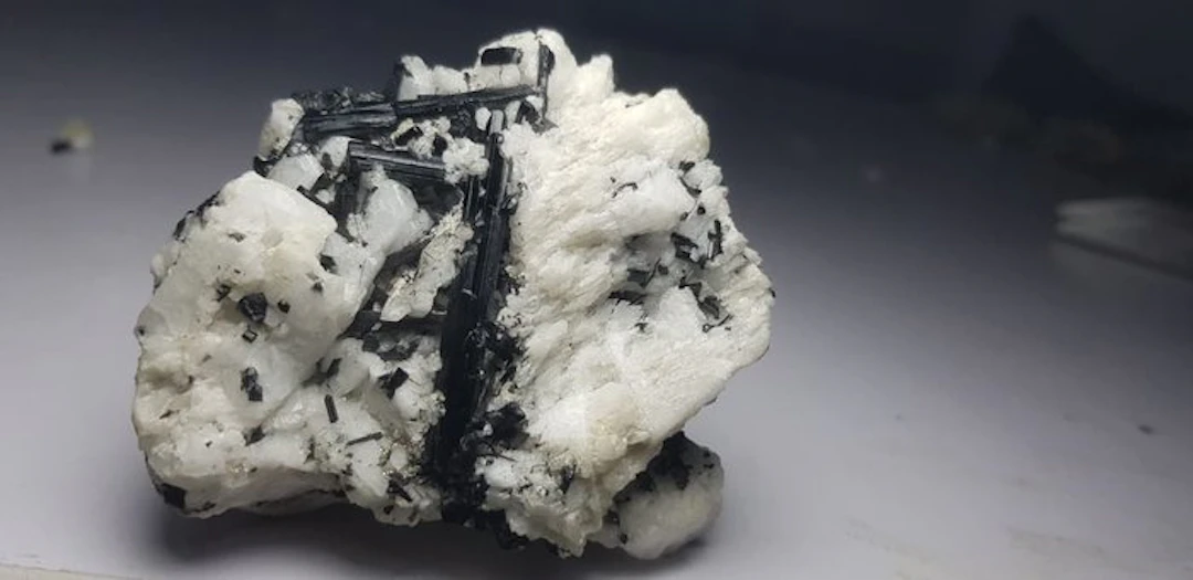 Black Tourmaline on albite Mineral Collection - Height...