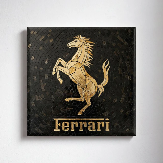 Kleury.art - [Ceramic Tile Art] "Cavallino Rampante in Noir” by Kleury.art