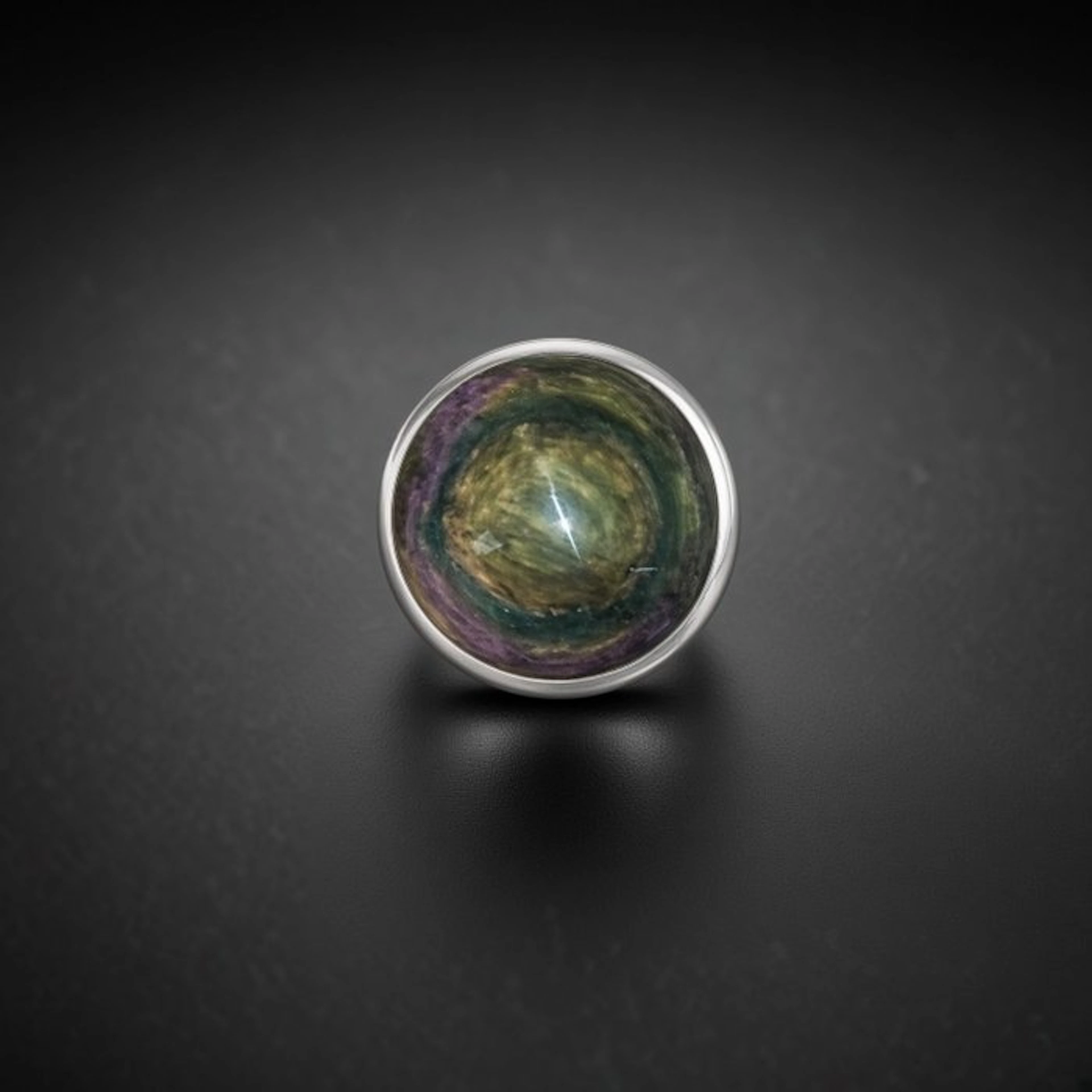 Manta Huichol obsidian ring