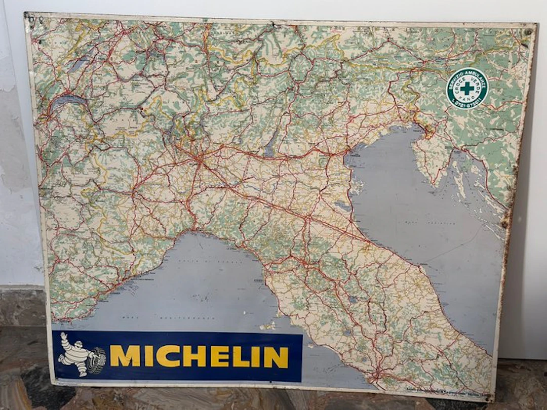 Michelin - Michelin map of Italy - Sign - Metal