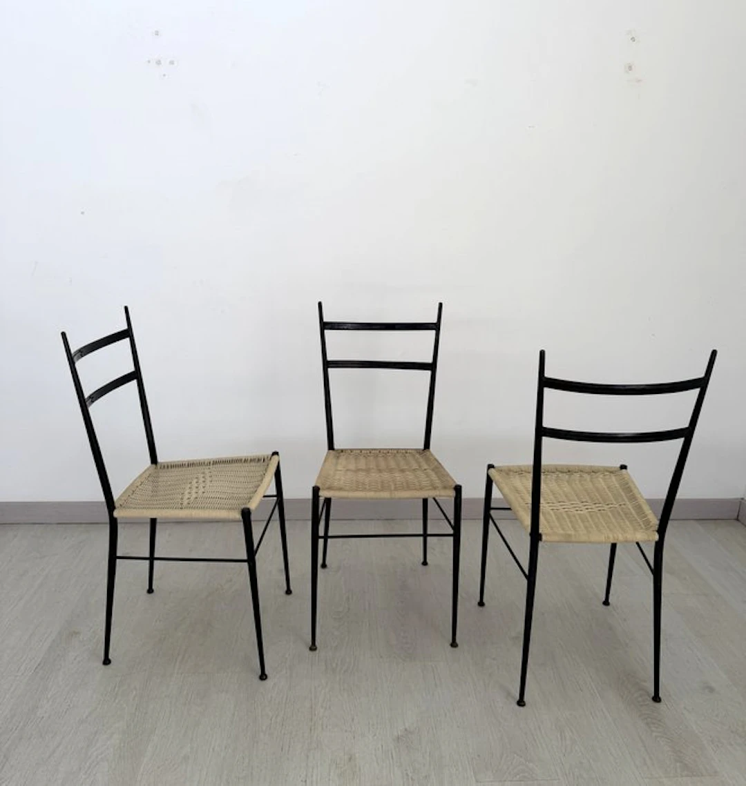 Chair - Metal - Set of three vintage chairs