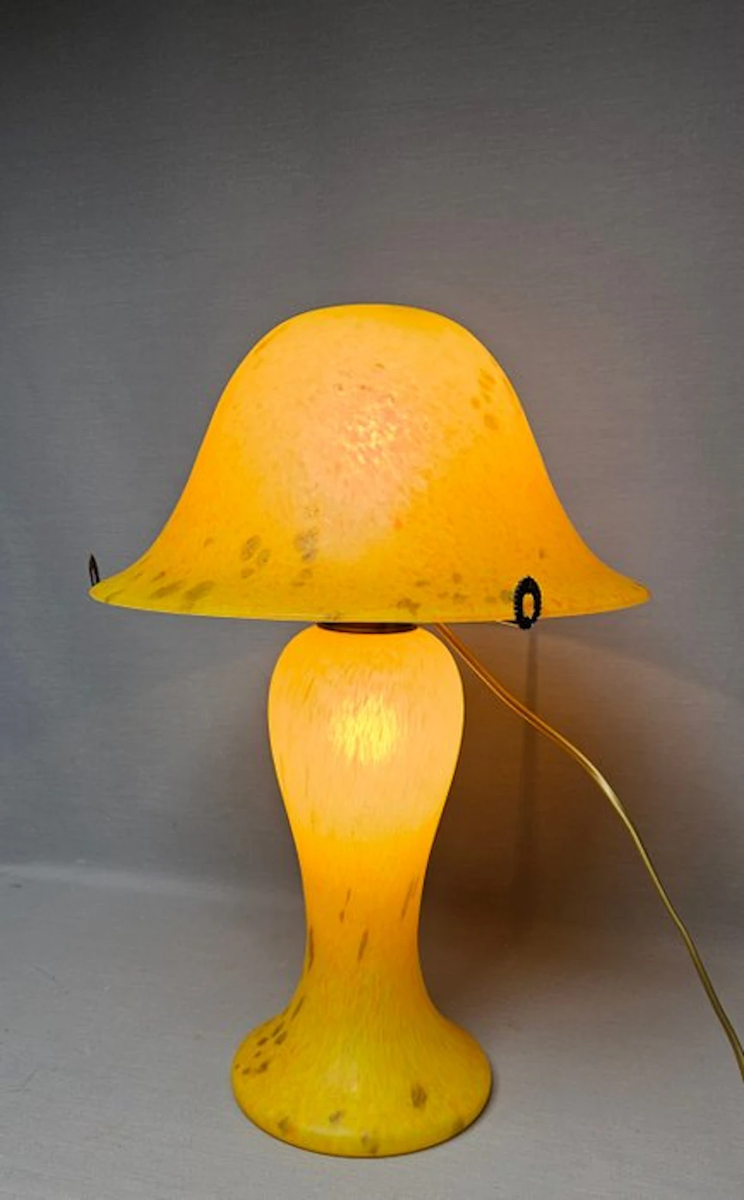 Table lamp - Hand-blown marbled glass - Mushroom lamp