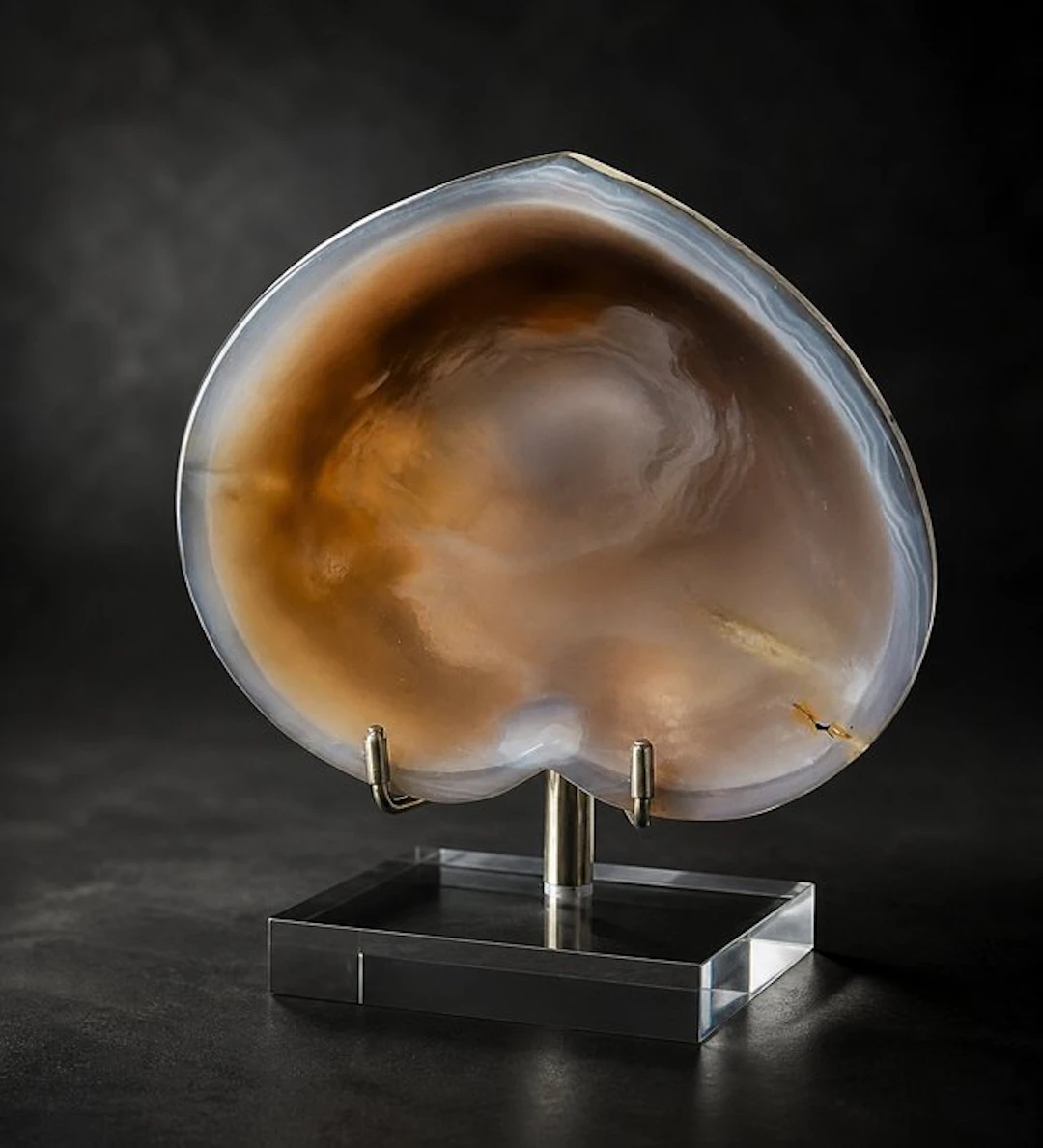 Premium Agate Heart Bowl with Natural Banding - Matt's look is not polished