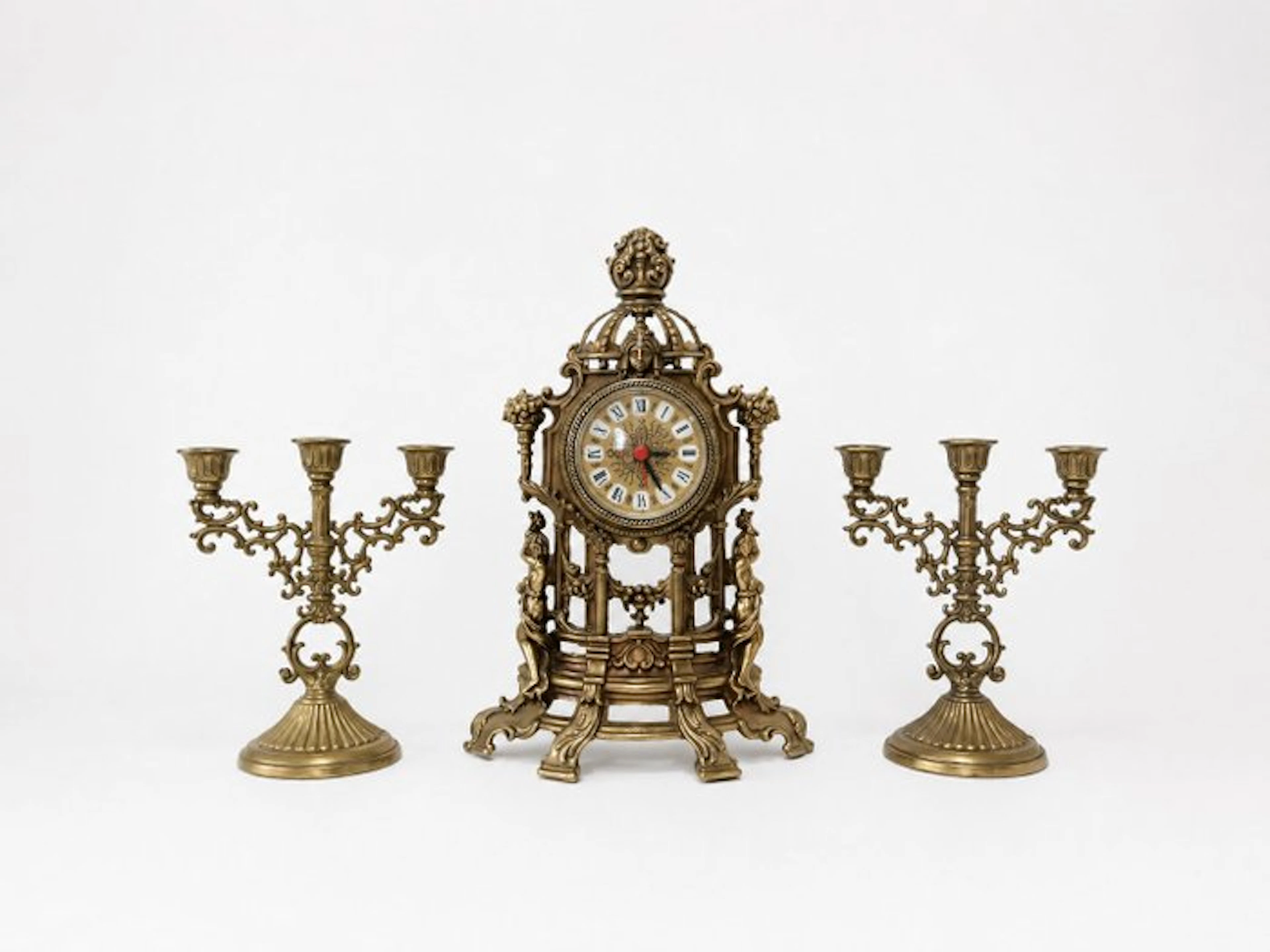 Clock (3) - Antique Brass, Metal, Calamine - 1960-1970