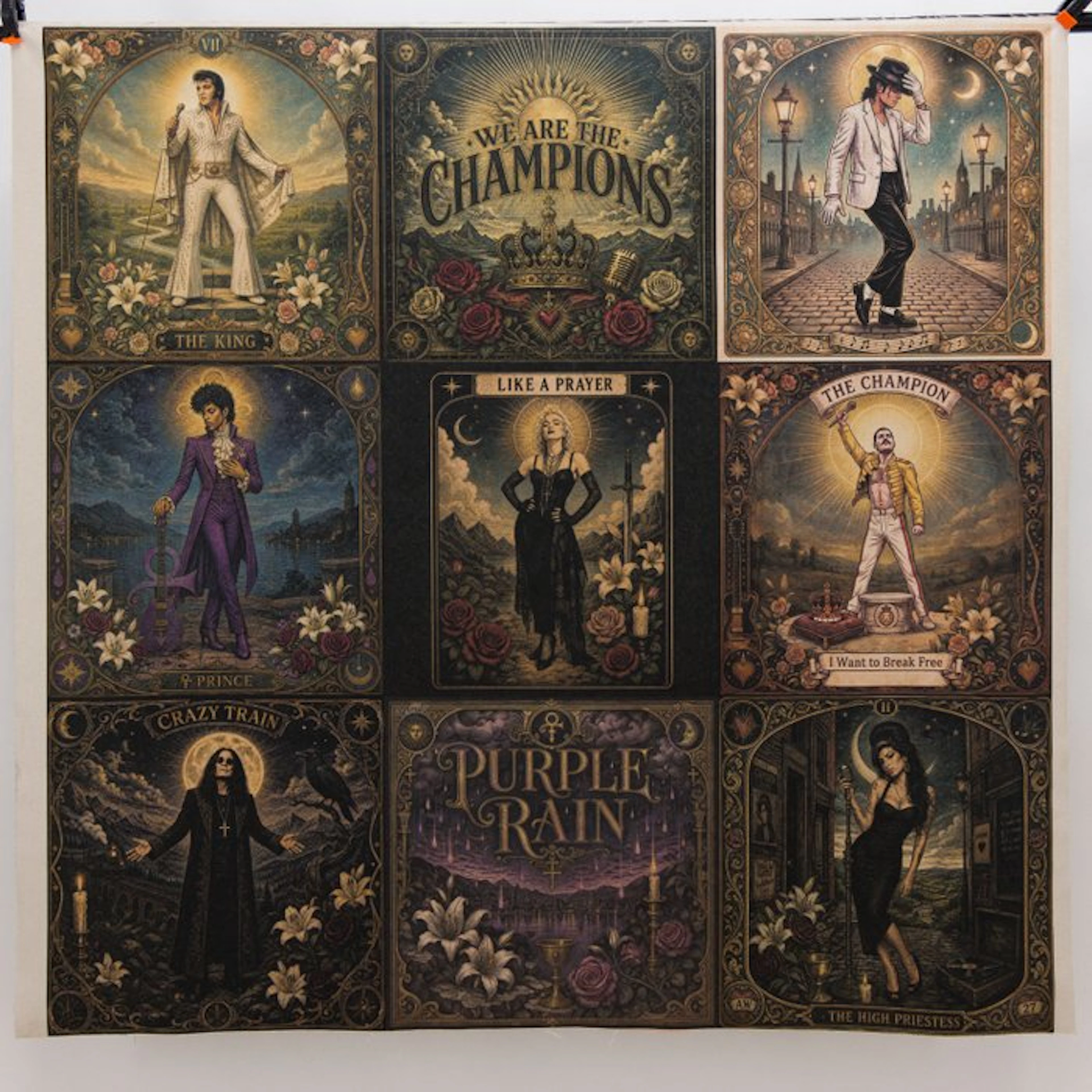 GA021 - Fabric “Icons of Music” – 9 iconic panels in...
