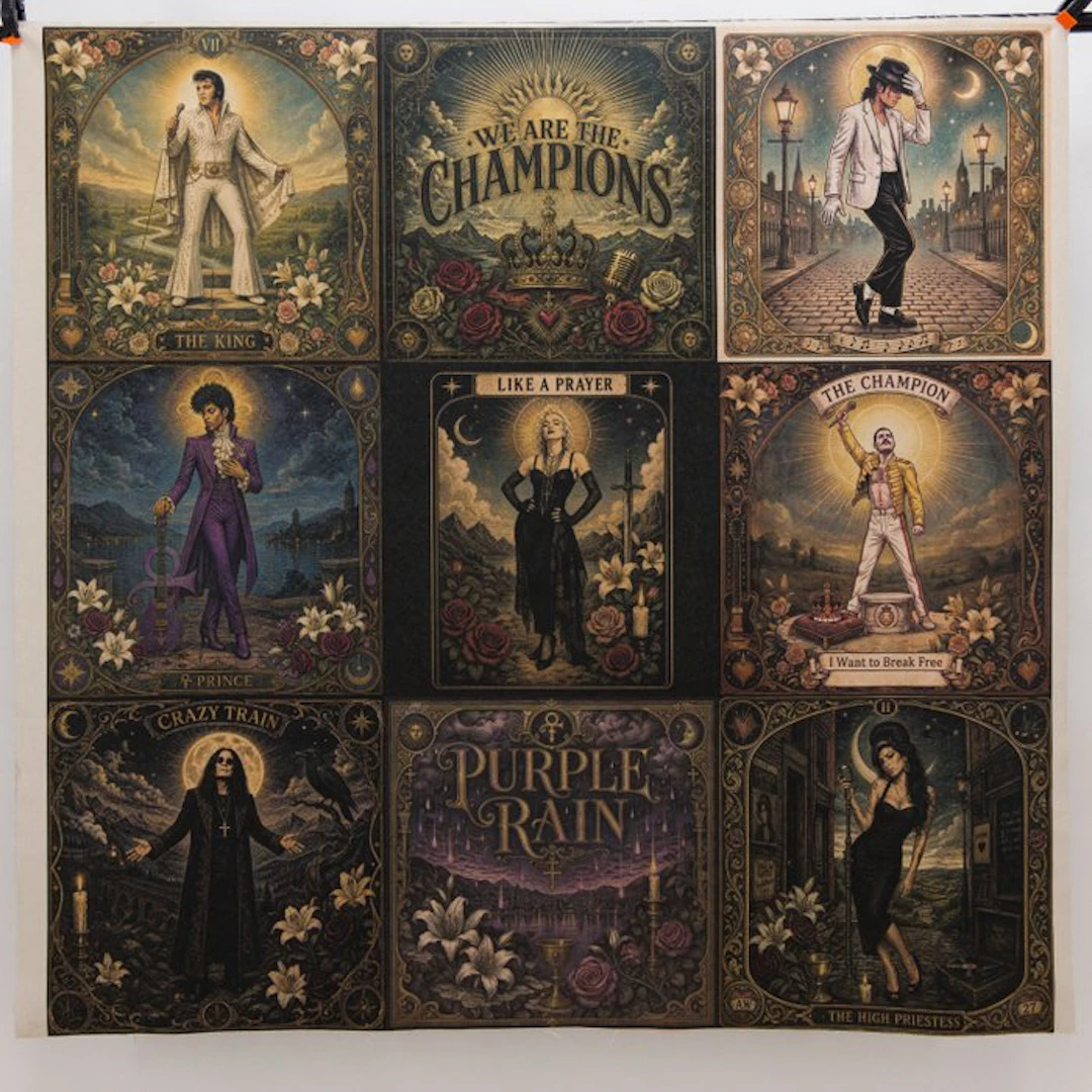 GA021 - Fabric “Icons of Music” – 9 iconic panels in...