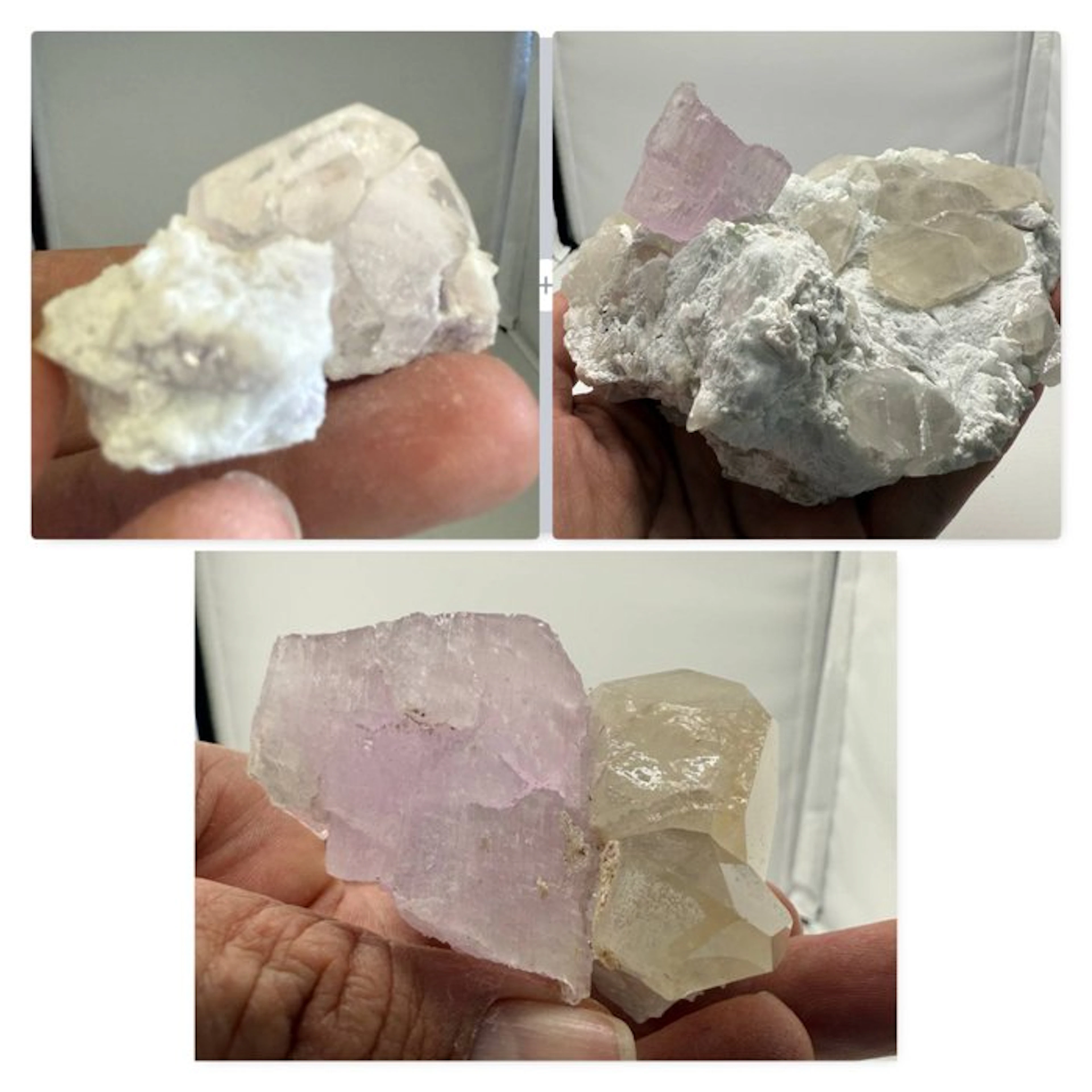 Natural Kunzite with Quartz on Matrix – Mixed Crystal Lot...