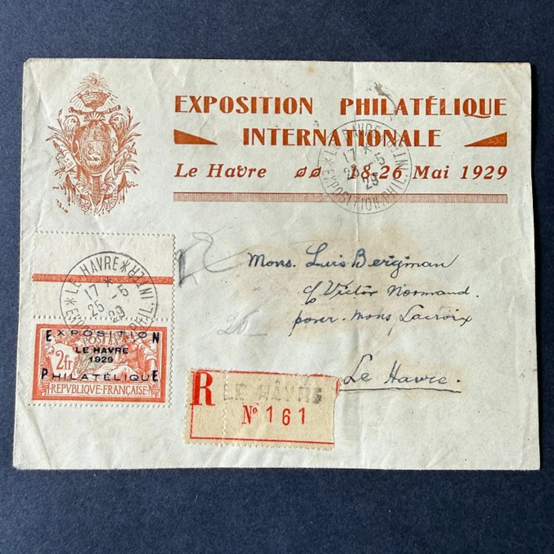 France - Yvert 257A “Exposition du Havre” (with vignettes) on a cancelled