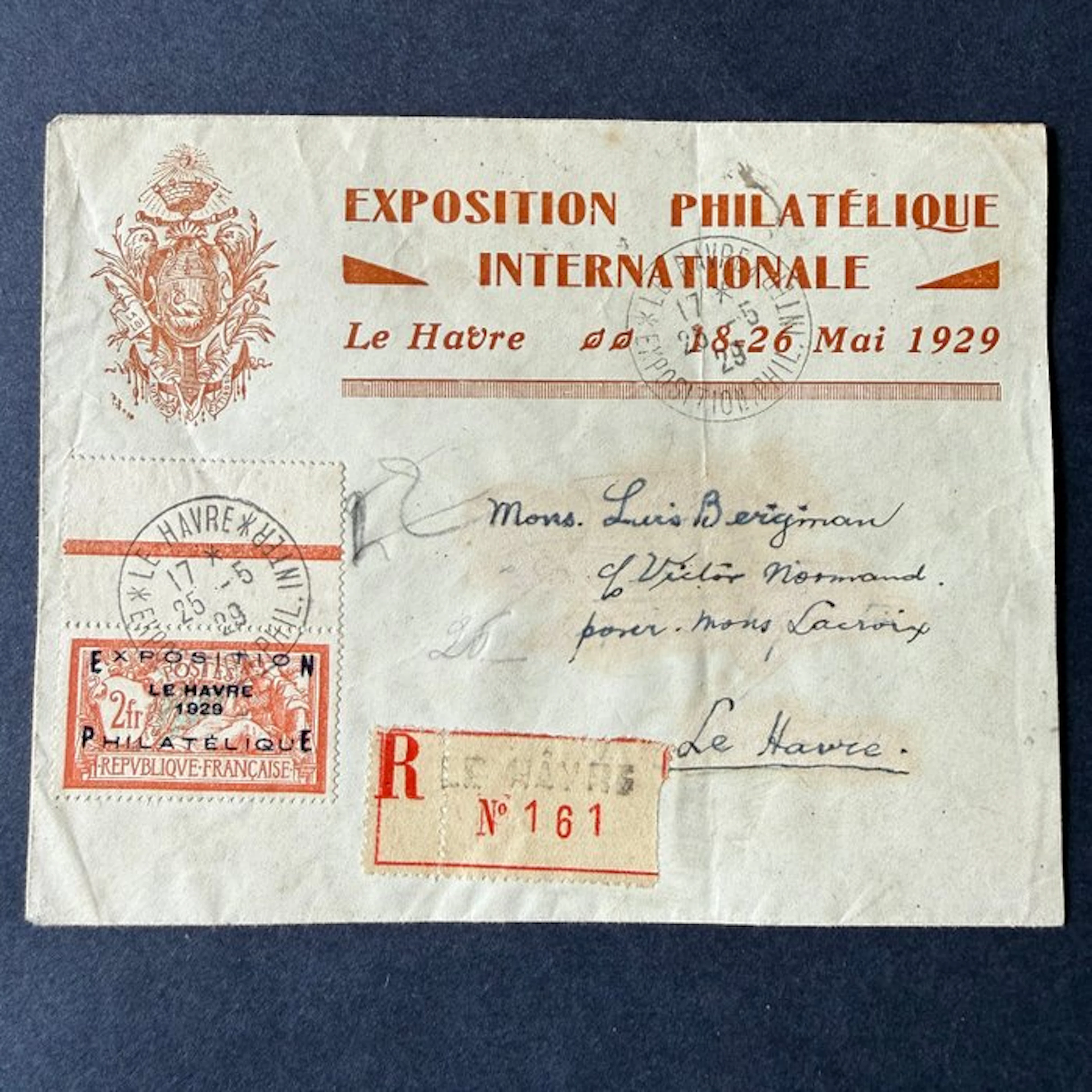 France - Yvert 257A “Exposition du Havre” (with vignettes) on a cancelled