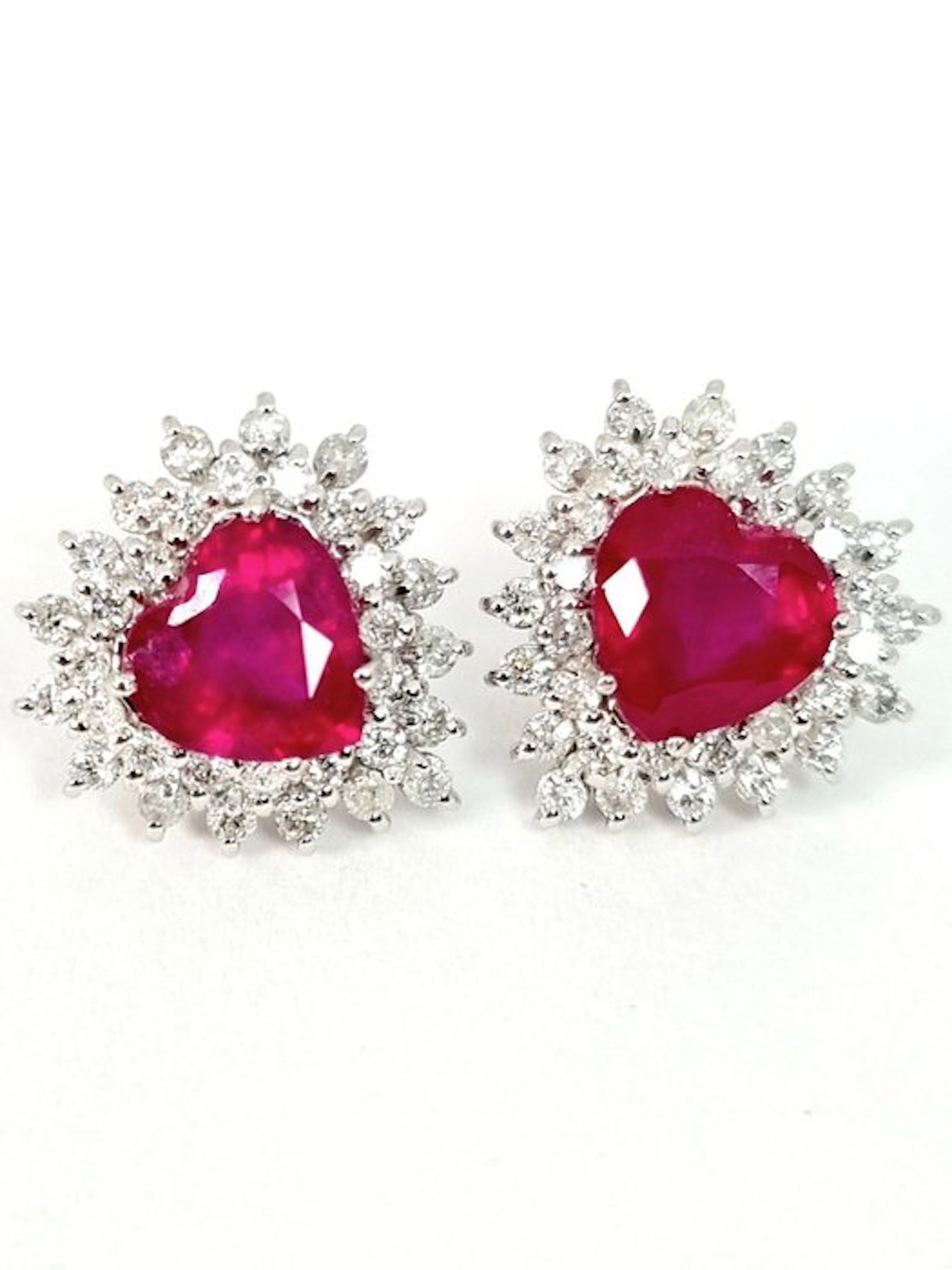 Earrings - 18 kt. White gold Ruby - Diamond