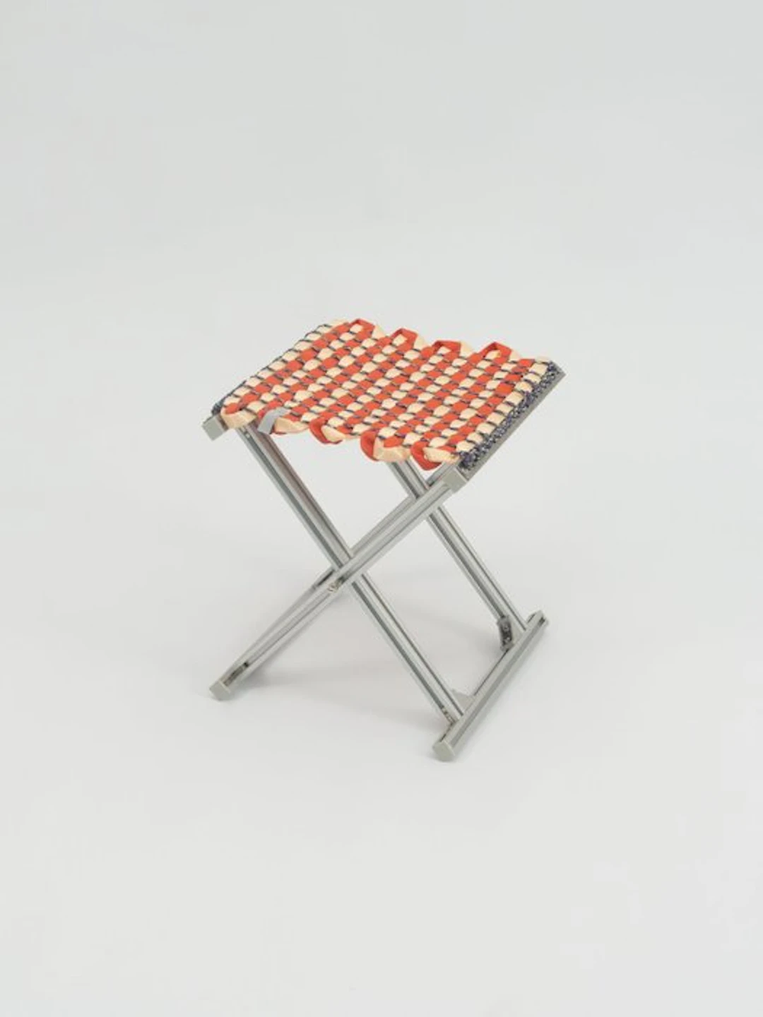 Mazha Stool - Stool - Aluminium, Textile, Metal - Cream + Persimmon