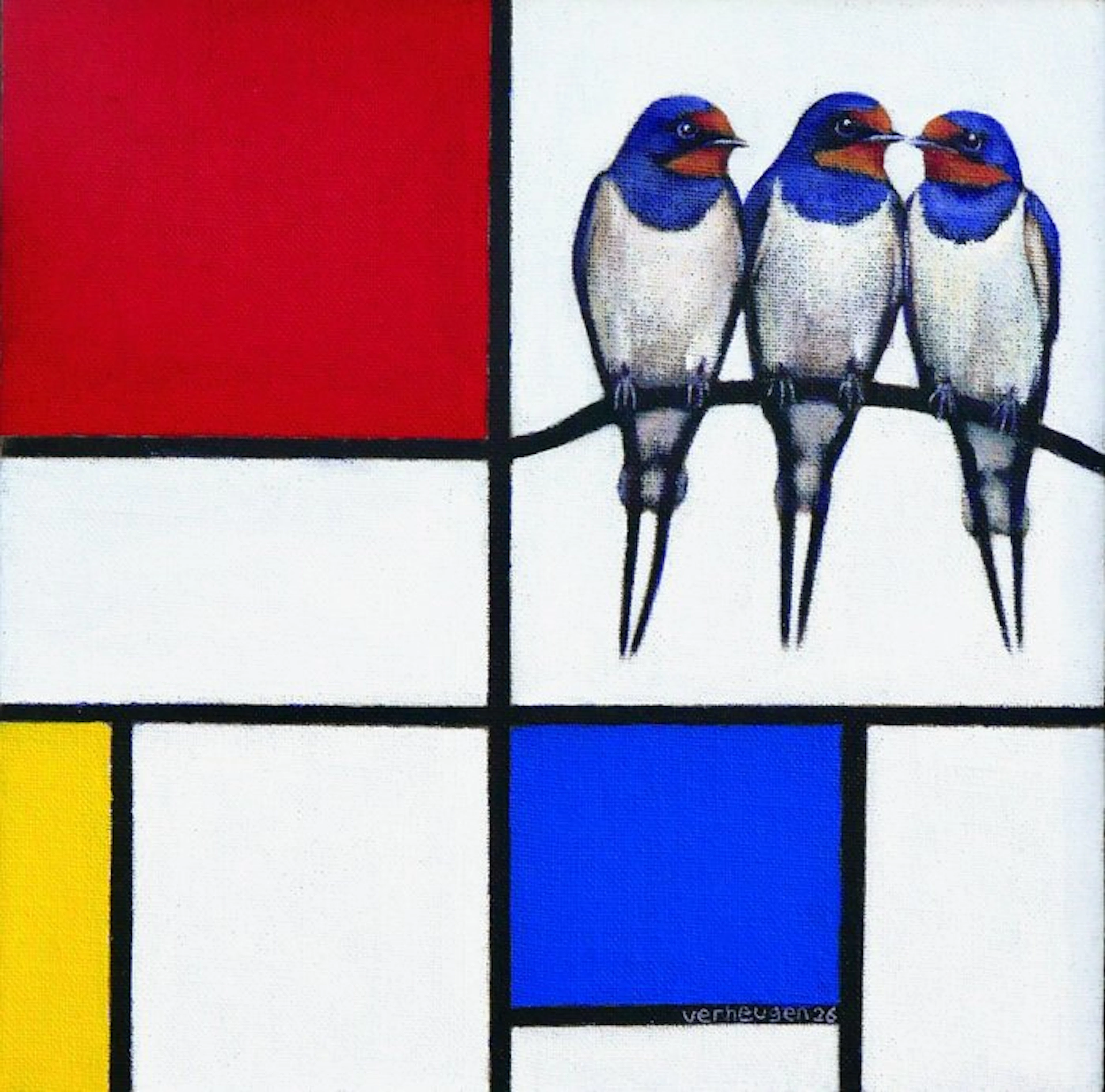 Jos Verheugen - Free after Mondrian, with Swallows (M1152)