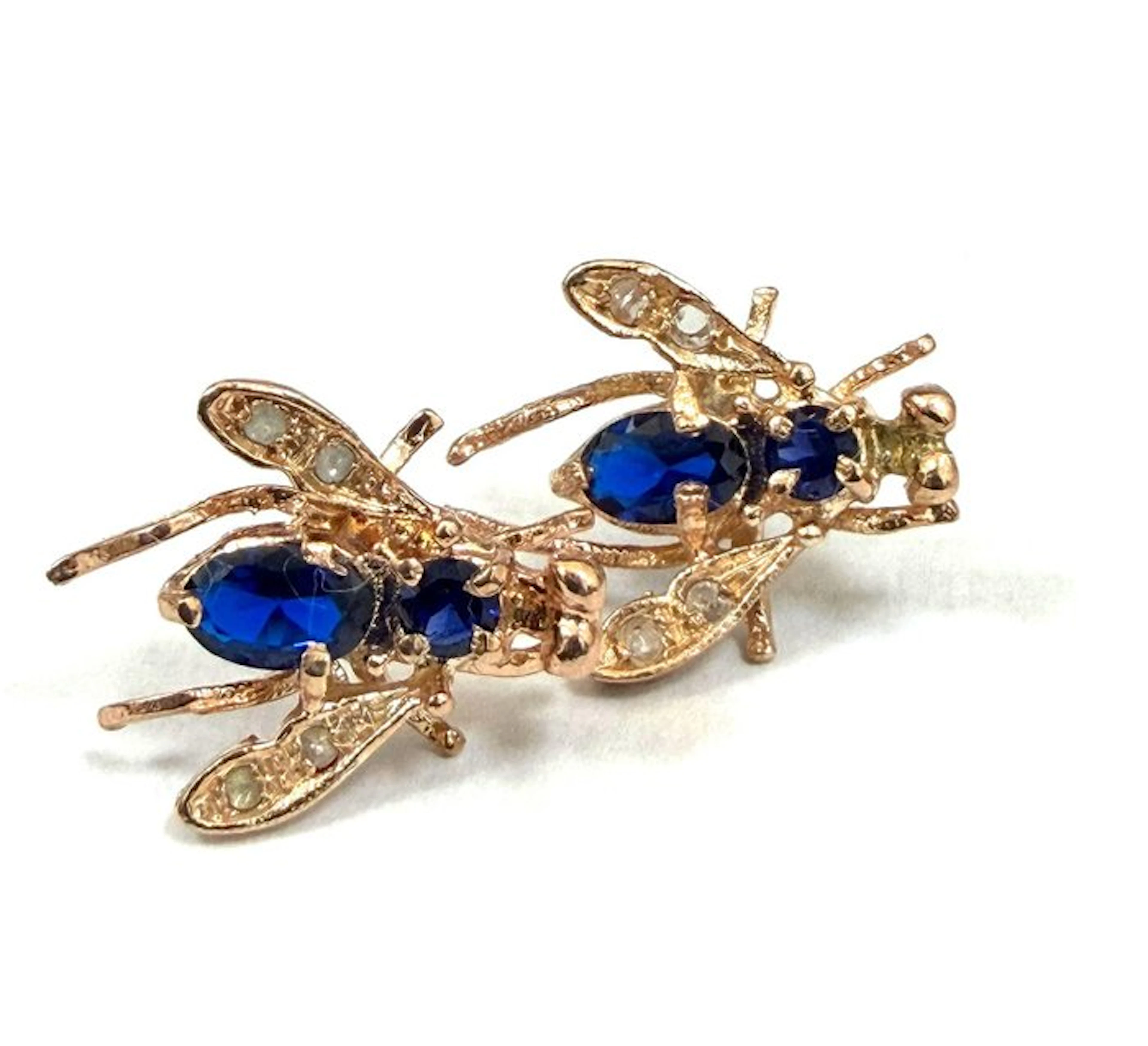 No reserve price - Earrings - 9 kt. Rose gold, Silver Spinel - Diamond