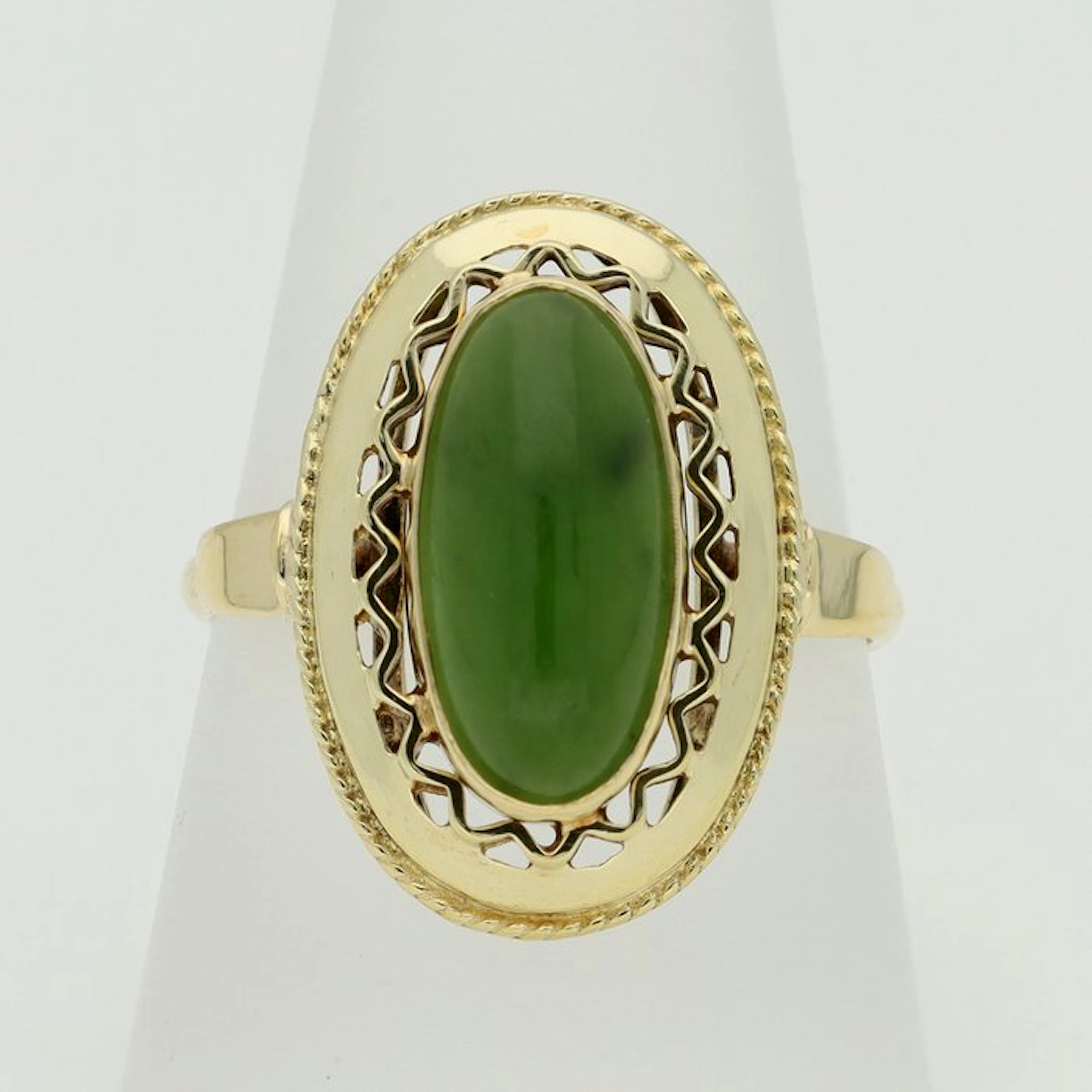 Ring - 14 kt. Yellow gold - Jade