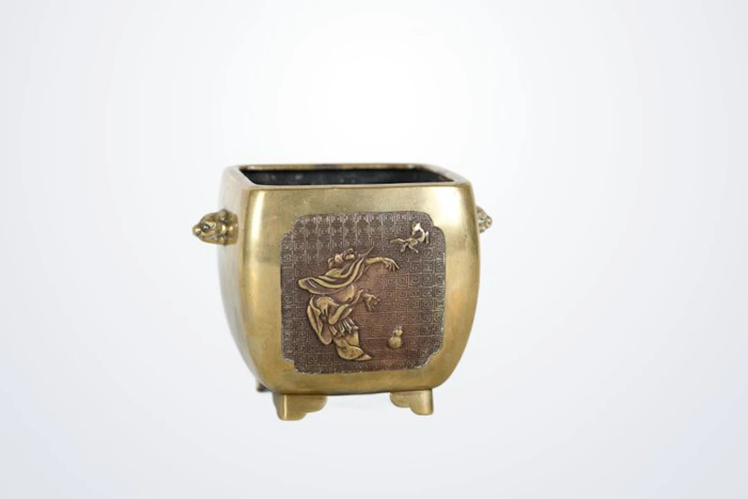 Zeldzame Japanse bronzen Koro / Jardinière – Meiji-periode