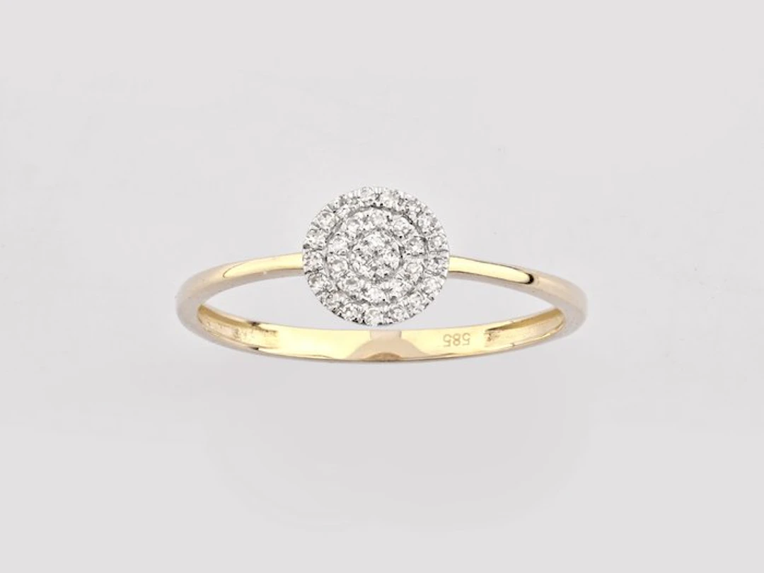 No reserve price - Ring - 14 kt. Yellow gold - 0.09ct. tw. Diamond (Natural)