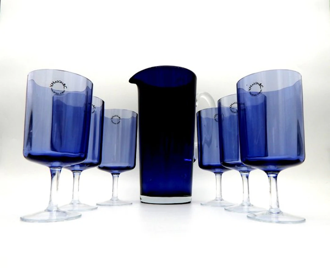 V.Nason&C. - Carlo Nason - Table service (7) - Tropical - Murano glass - Cobalt
