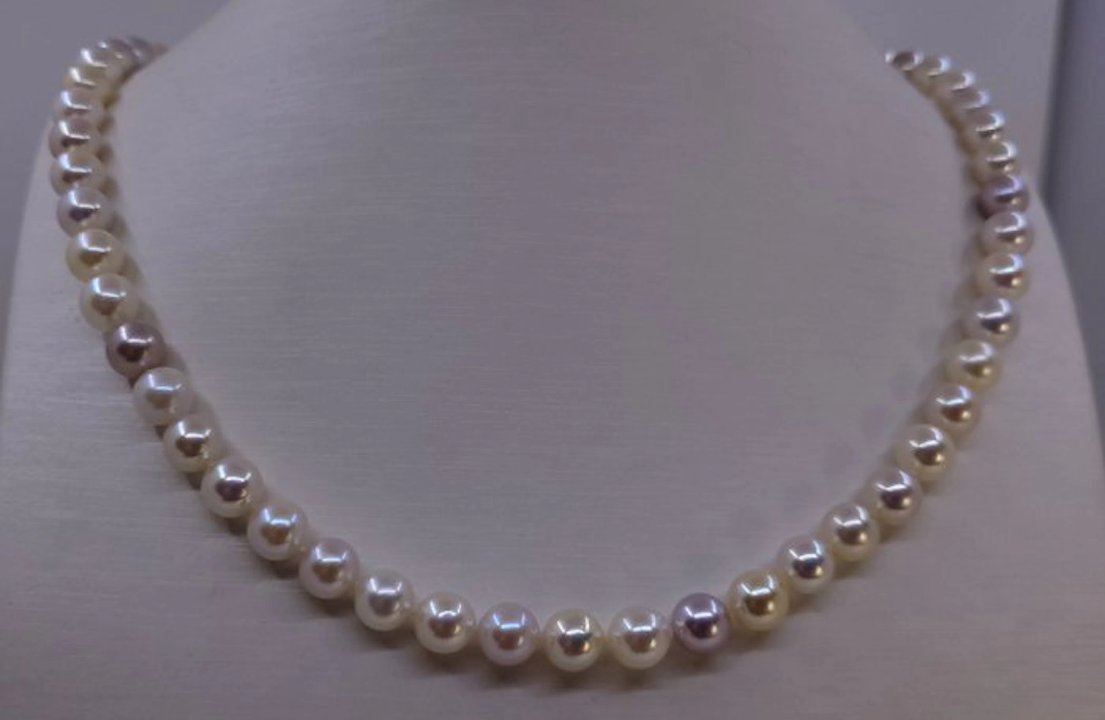 Necklace 7x7.5mm Multi Golden and Silver Akoya Pearls