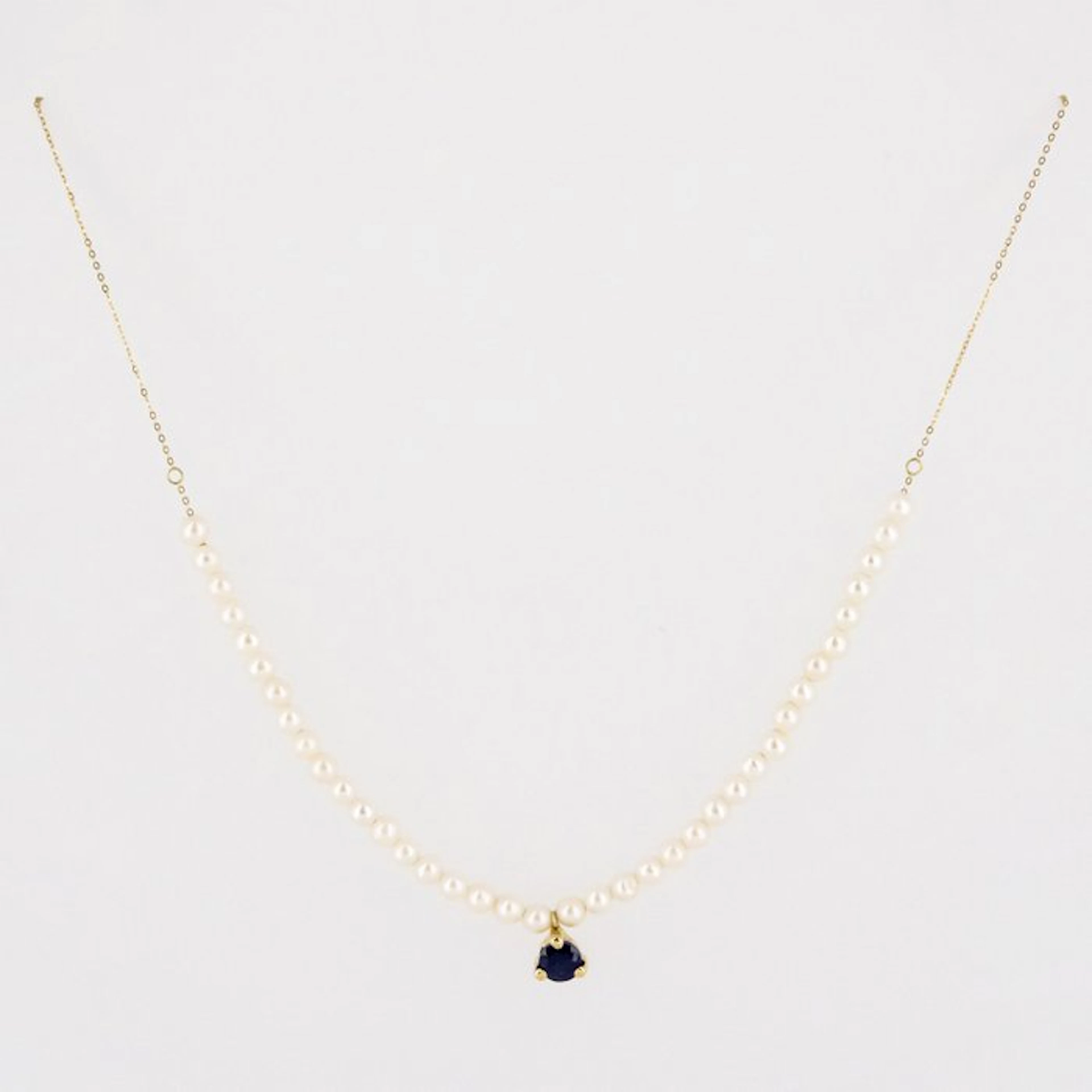 Pendant - 18 kt. Yellow gold Sapphire - Pearl