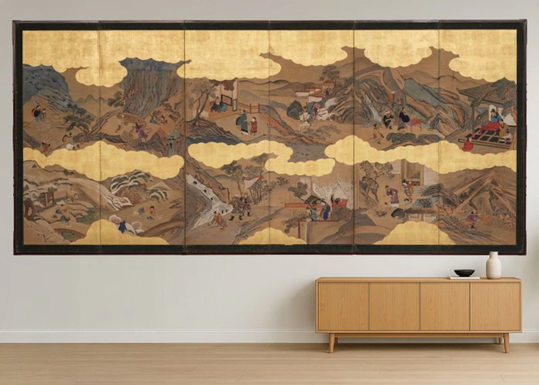 Byôbu 屏風 (folding screen) - Lacquered wood